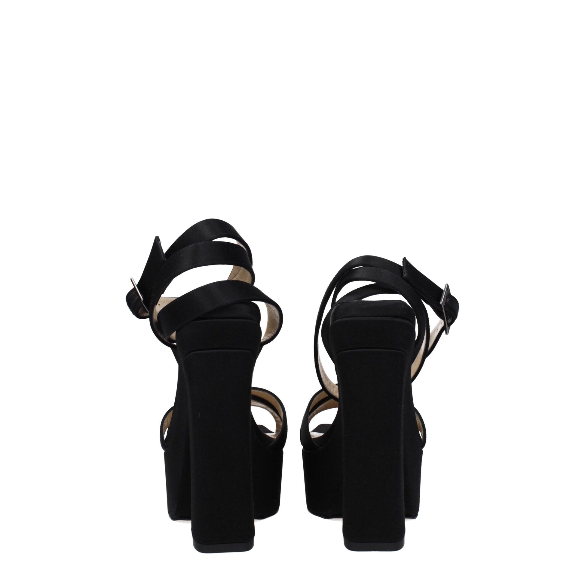 Jimmy Choo Black Satin Platform Sandals