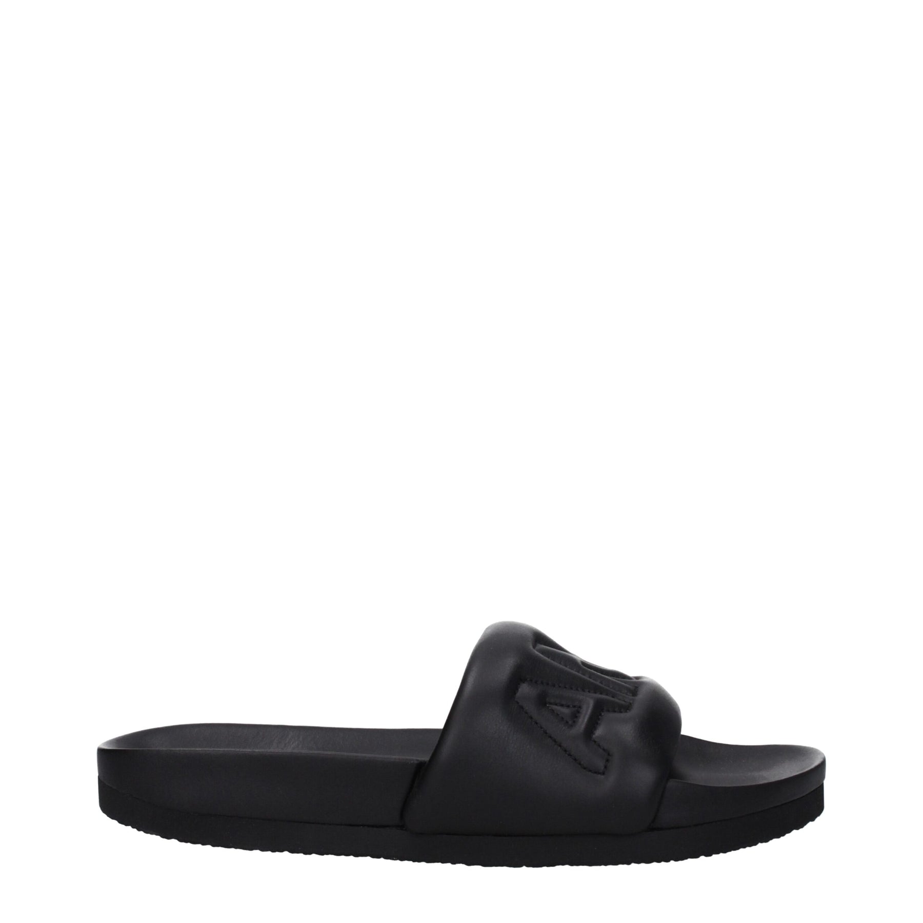 Ambush Black Leather Slippers | Regal Royce