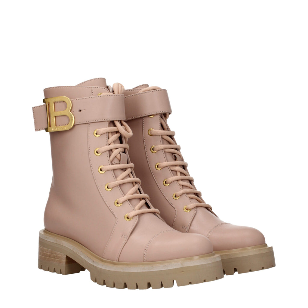 Balmain Beige Leather Ankle Boots