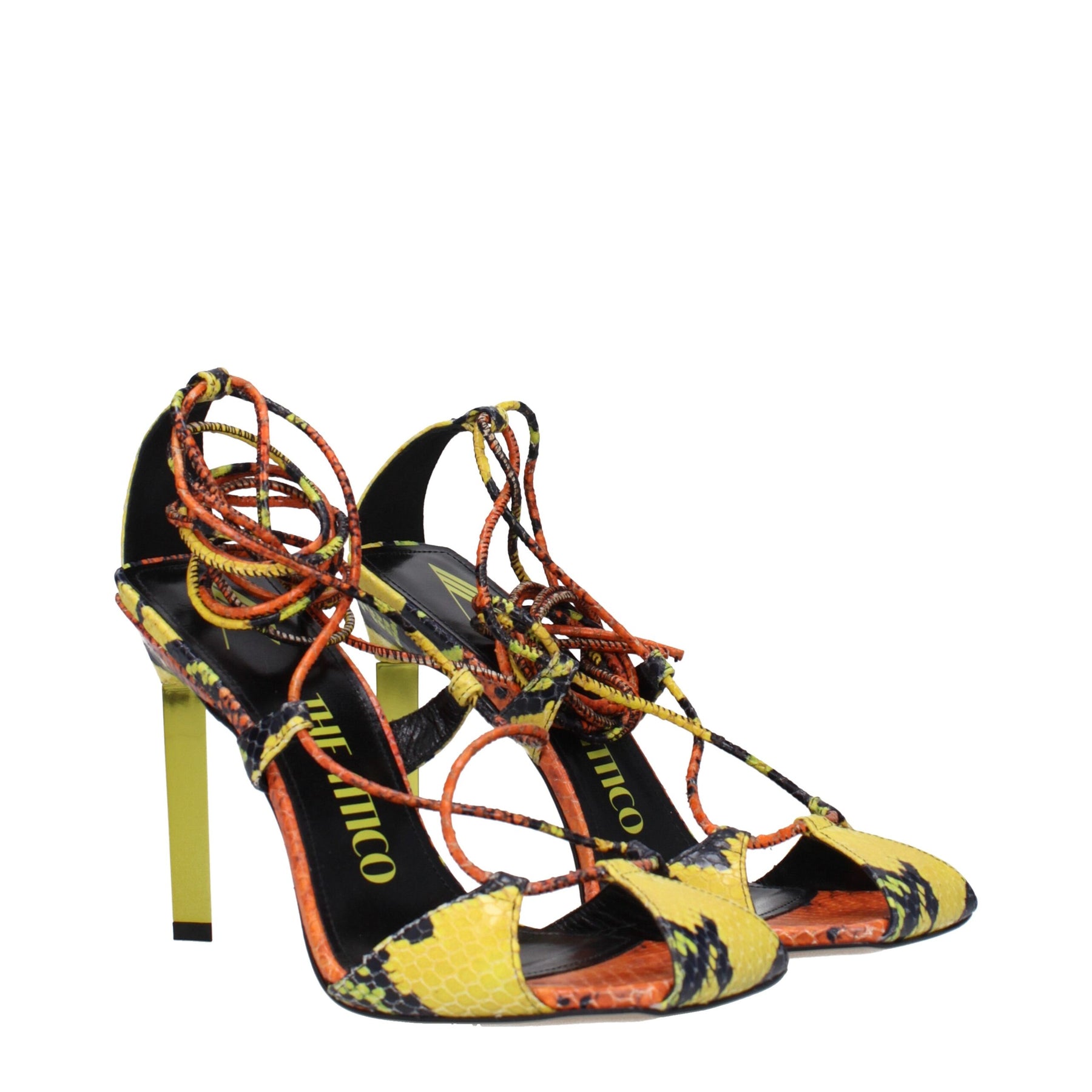 The Attico Orange Leather Stiletto Heel Sandals | Regal Royce
