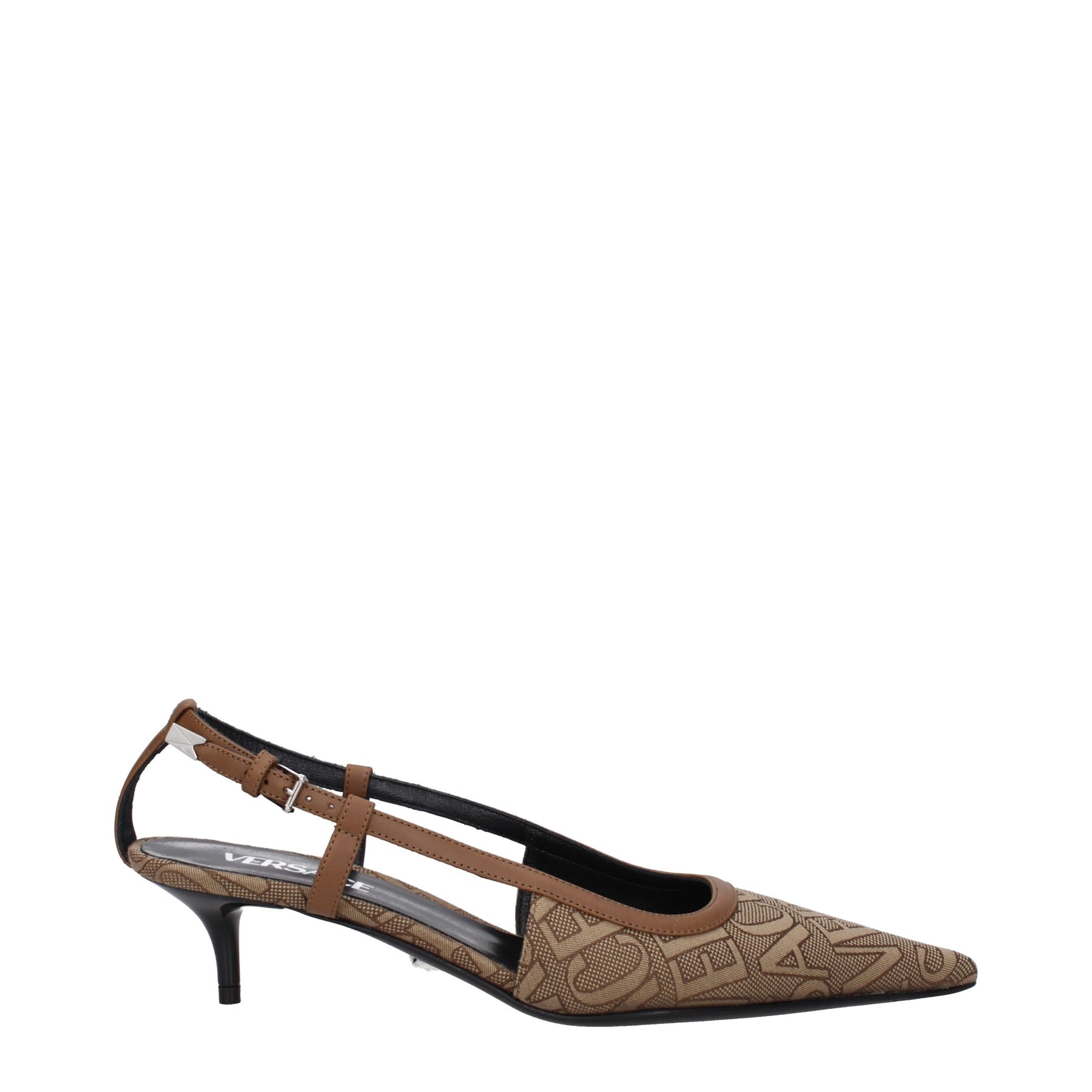 Versace Beige Fabric Mid Heel Pumps | Regal Royce