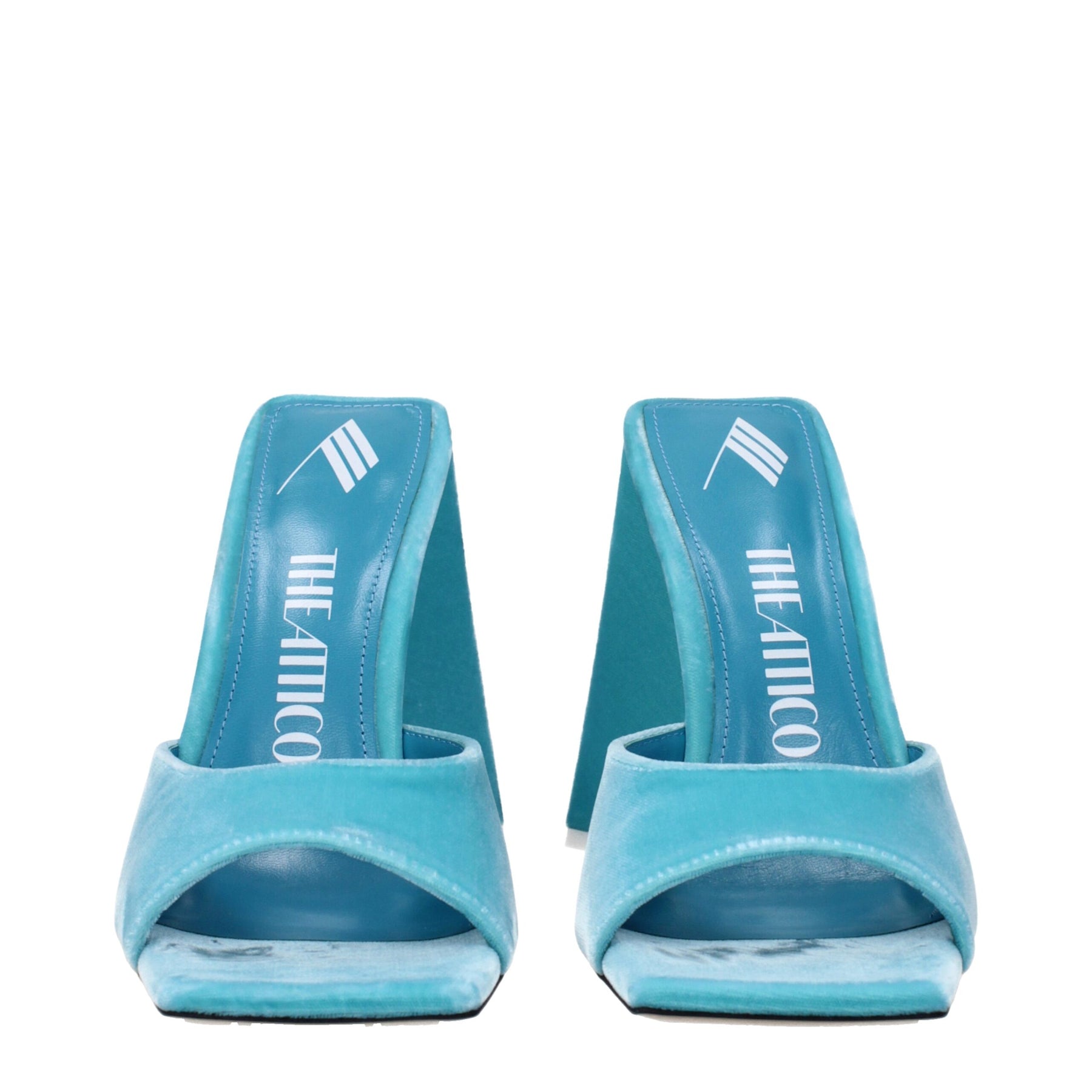 The Attico Light Blue Velvet Platform Sandals | Regal Royce