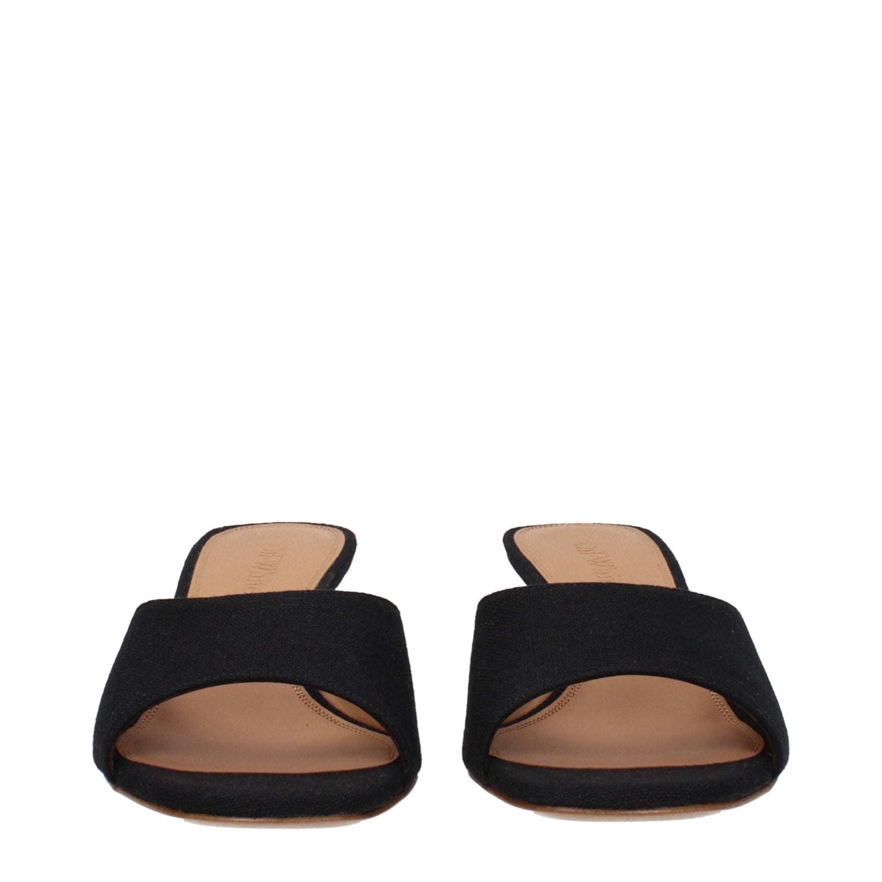 Off-White Black Linen Flat Sandals | Regal Royce