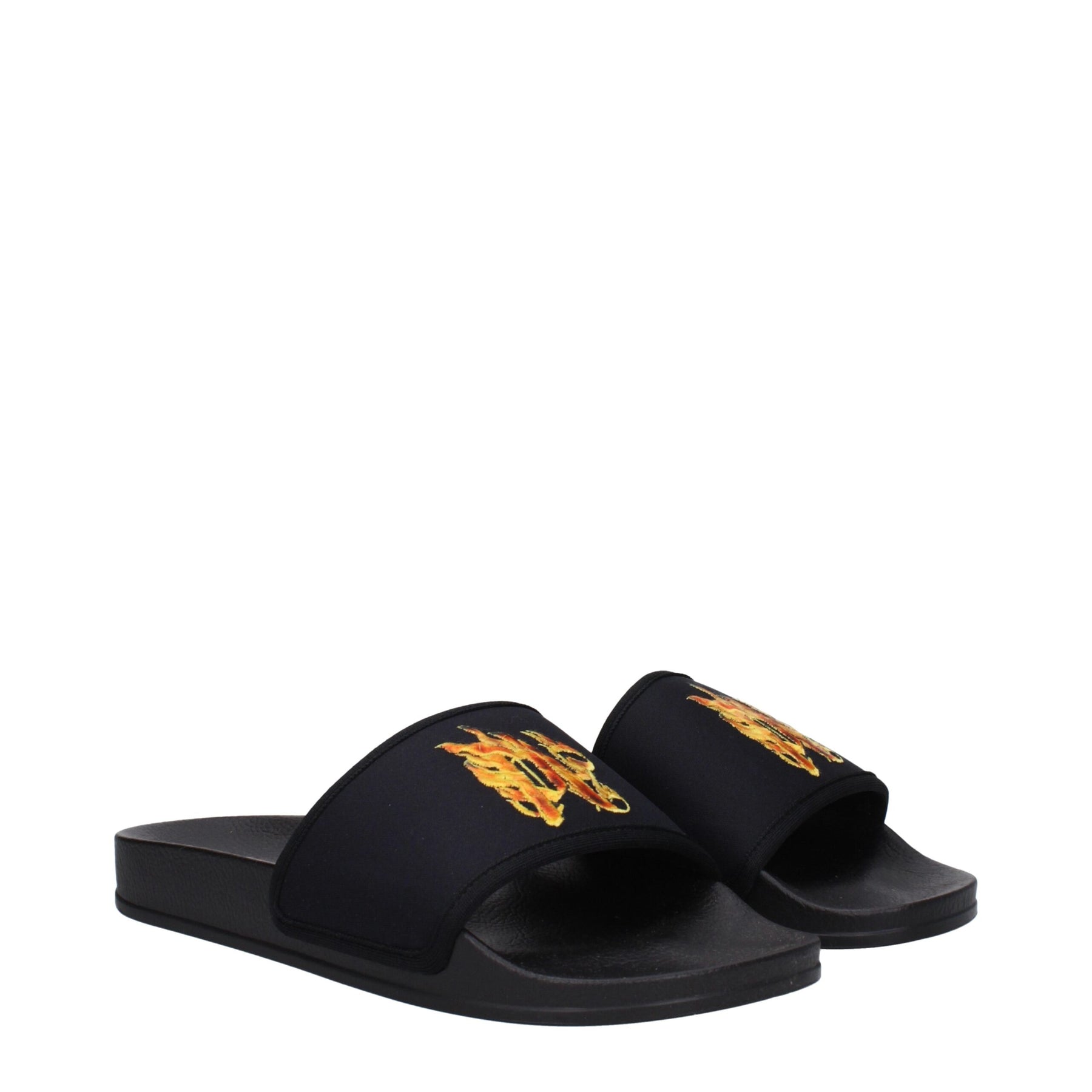Palm Angels Black Fabric Slippers | Regal Royce