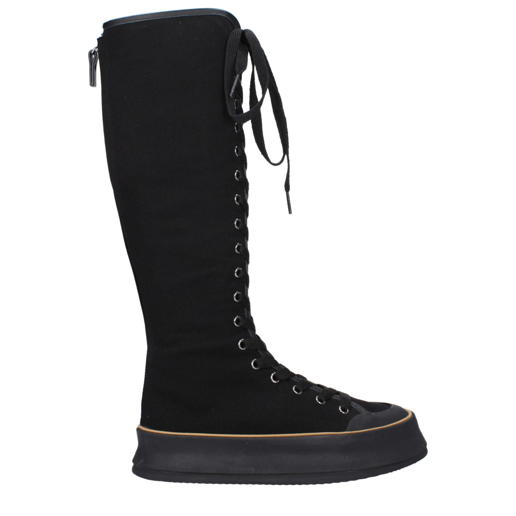 Max Mara Black Fabric Lace-Up Boots