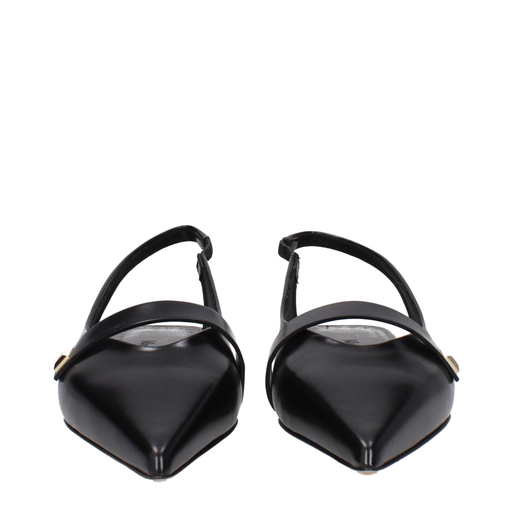 Max Mara Black Leather Ballet Flats