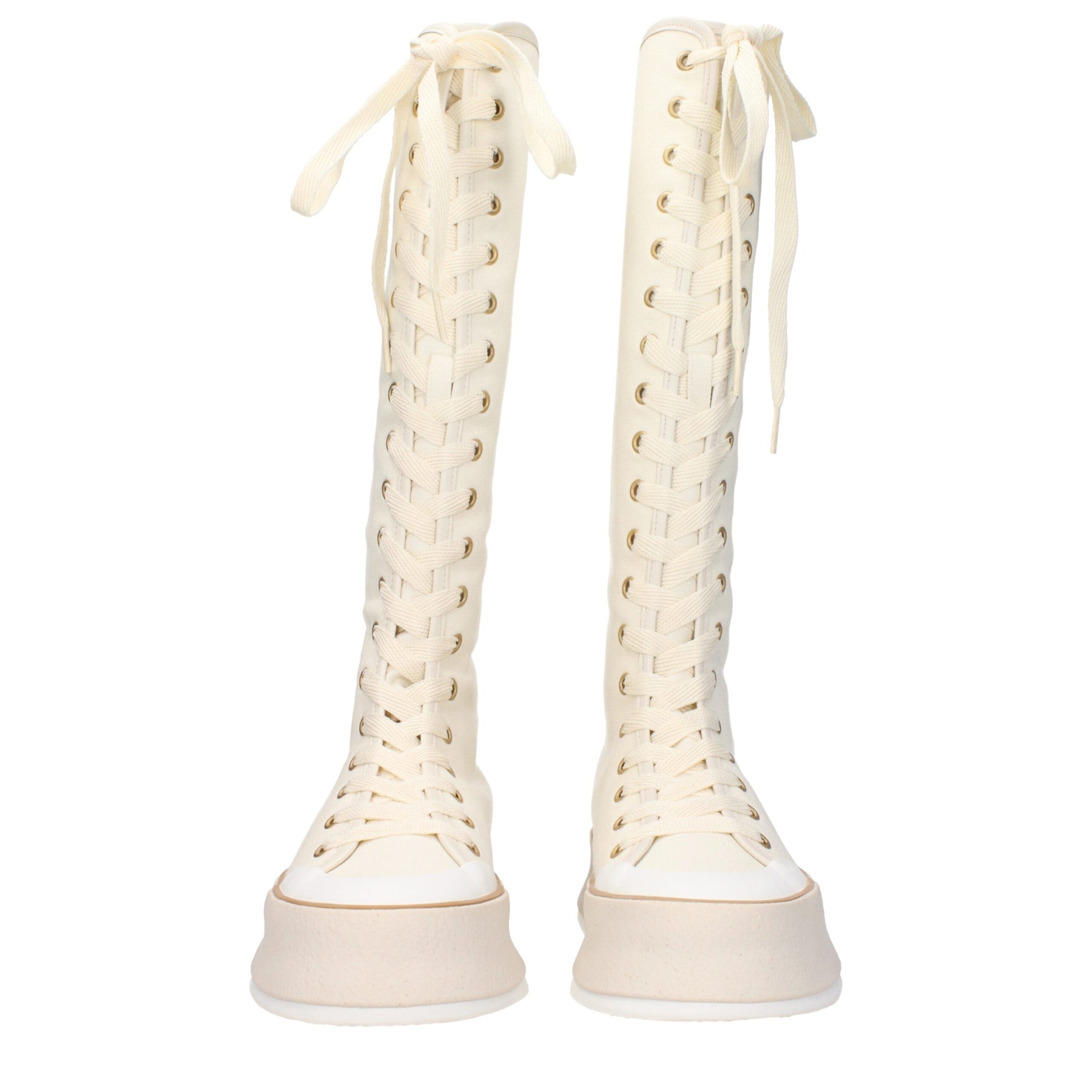 Max Mara Beige Fabric Lace-Up Boots | Regal Royce