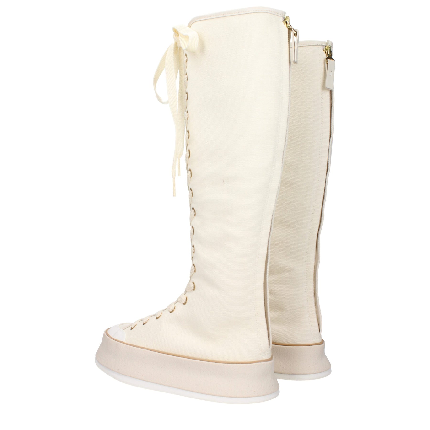Max Mara Beige Fabric Lace-Up Boots | Regal Royce