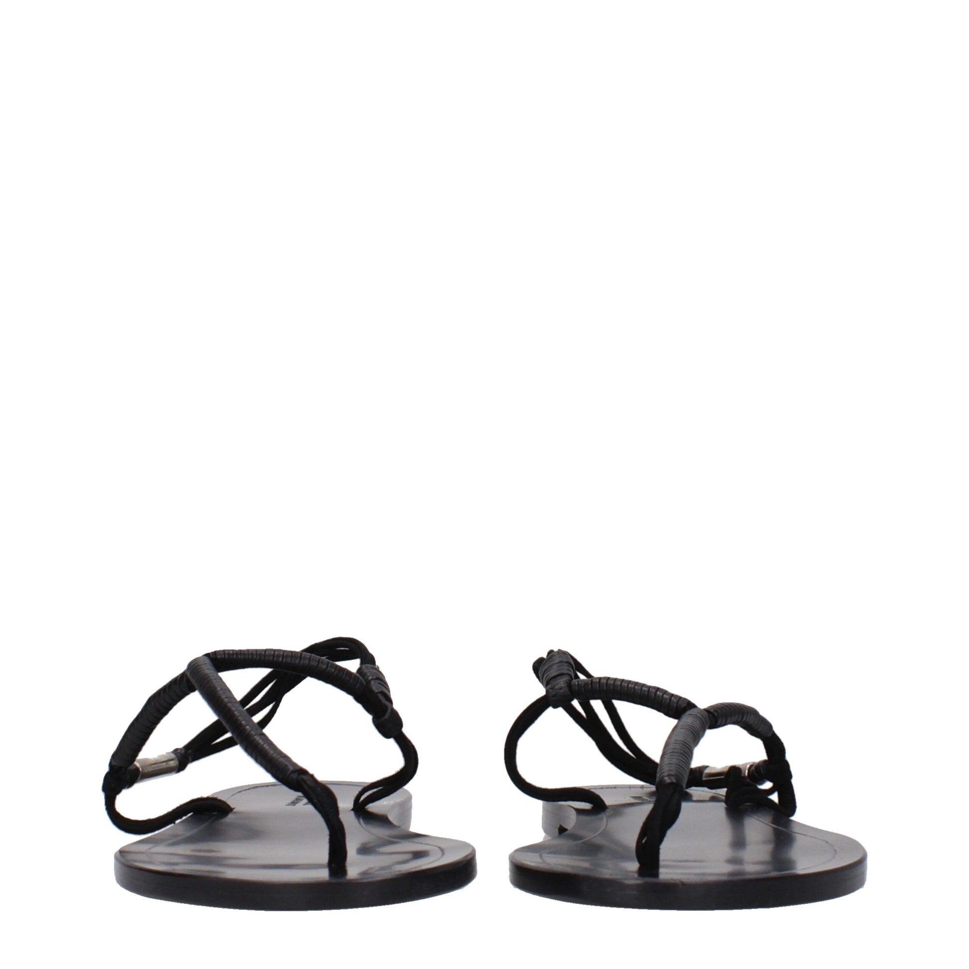 Isabel Marant Black Leather Flip-Flop Sandals