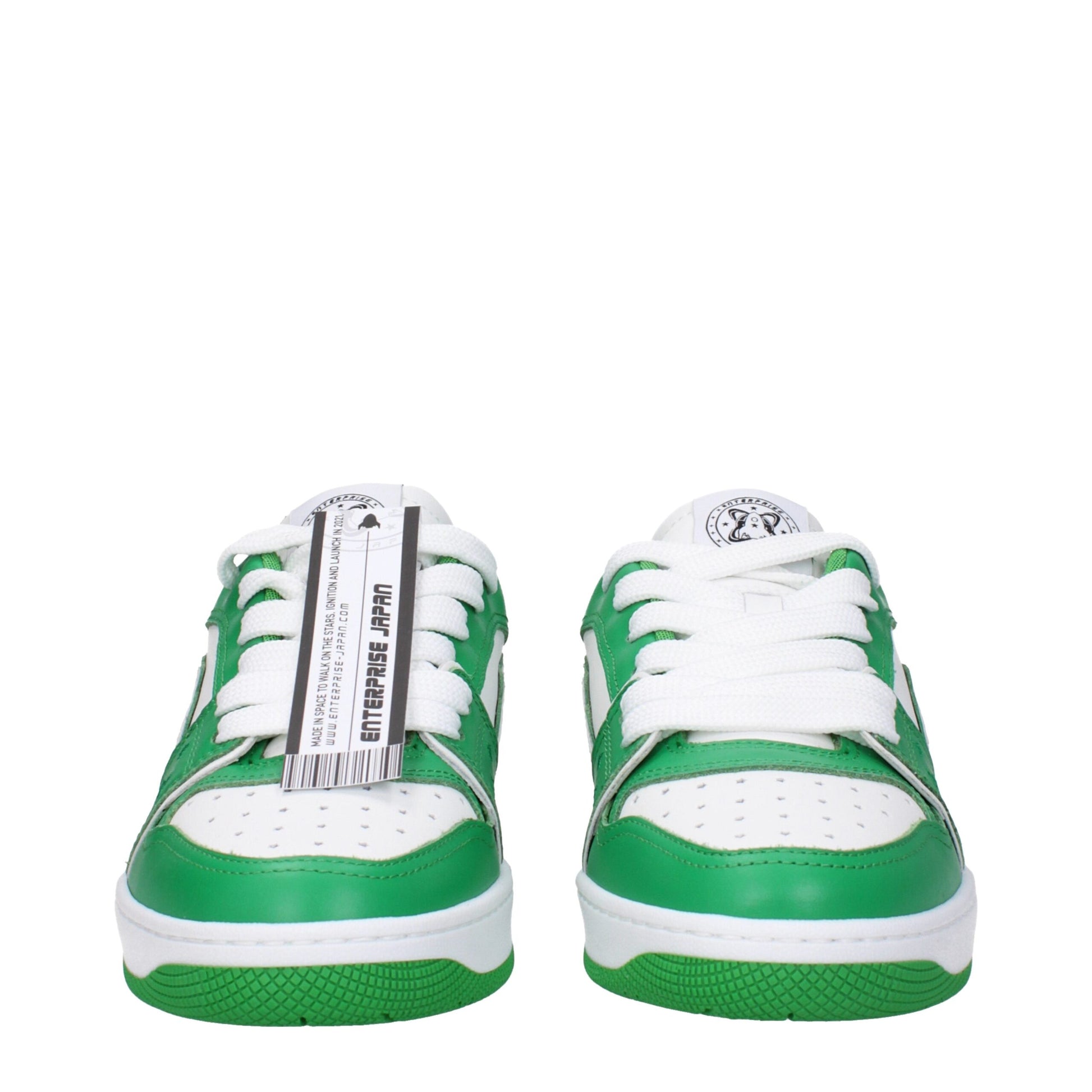 Enterprise Japan Green Leather Low Top Sneakers