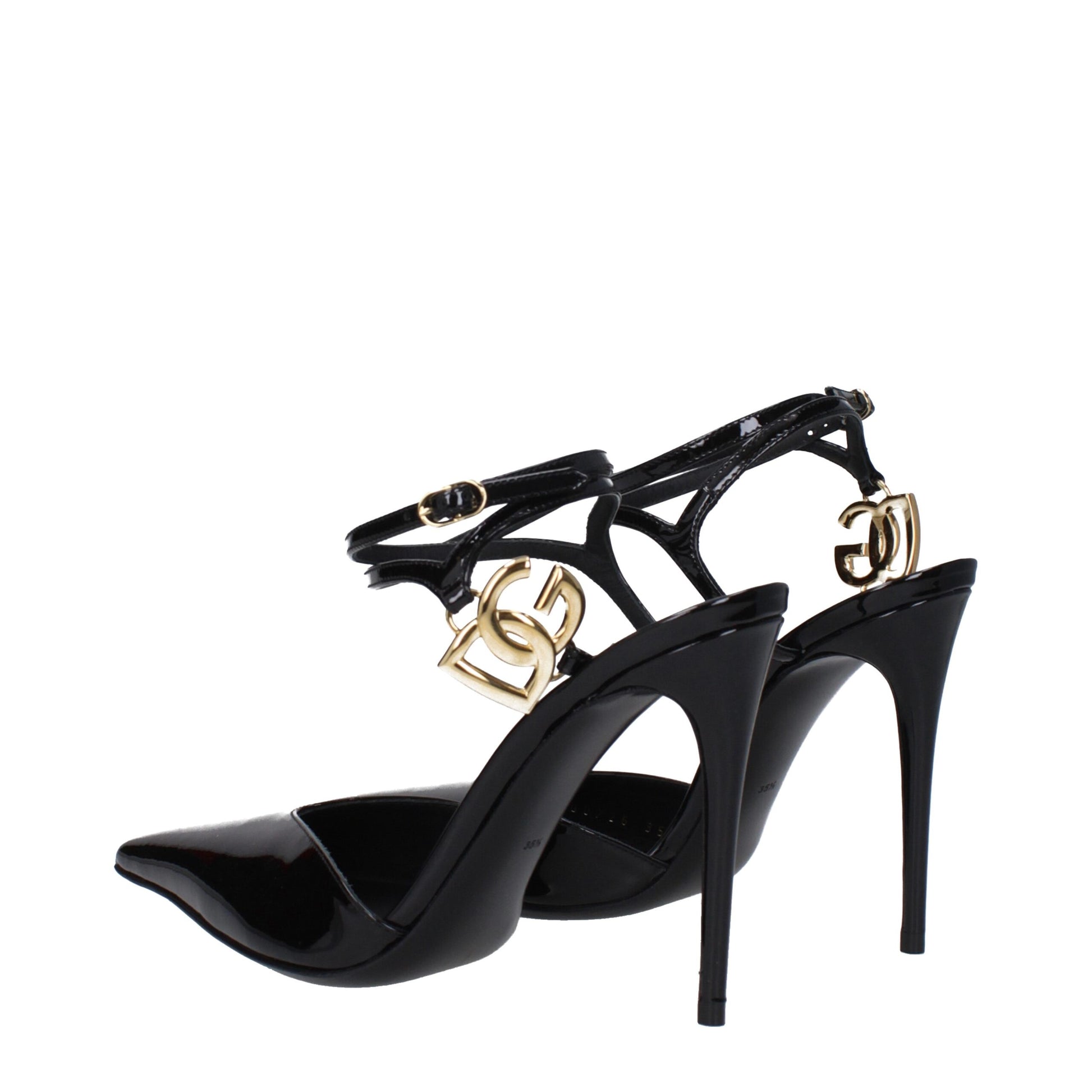 Dolce & Gabbana Black Leather Stiletto Heel Sandals