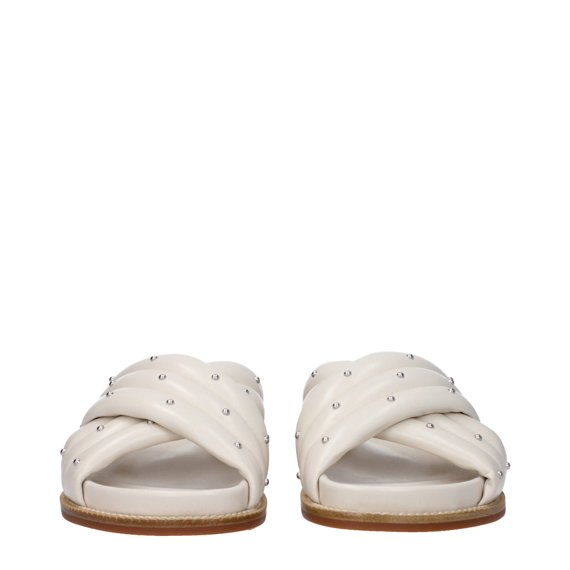 Fabiana Filippi Beige Leather Slippers