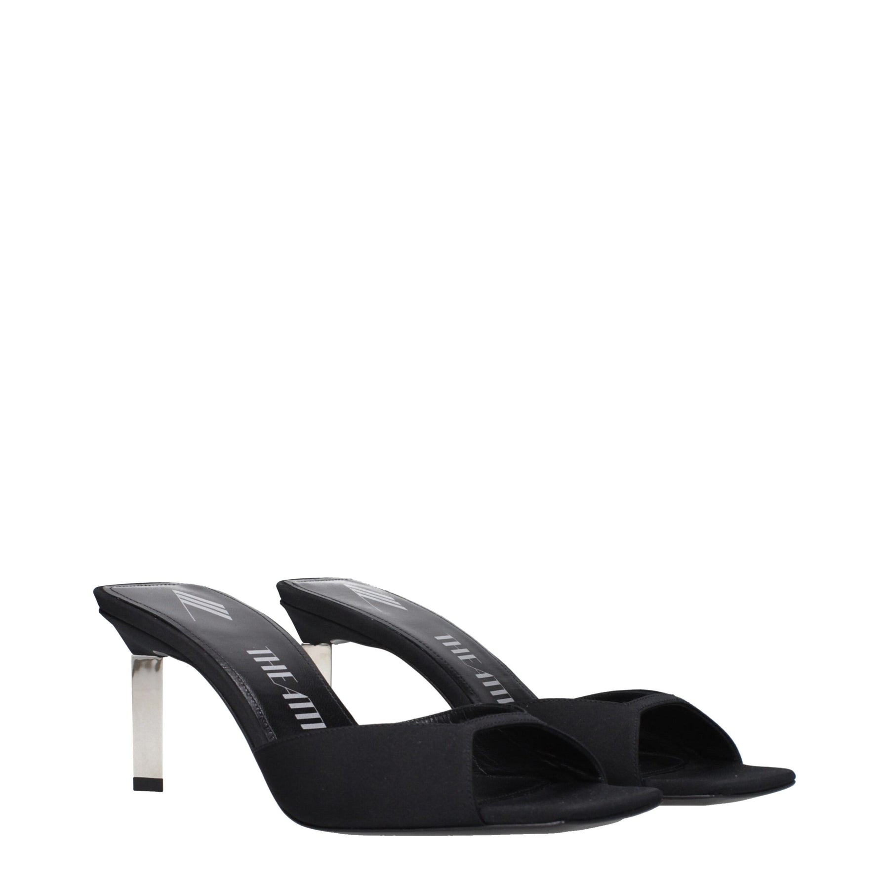 The Attico Black Satin Stiletto Heel Sandals | Regal Royce