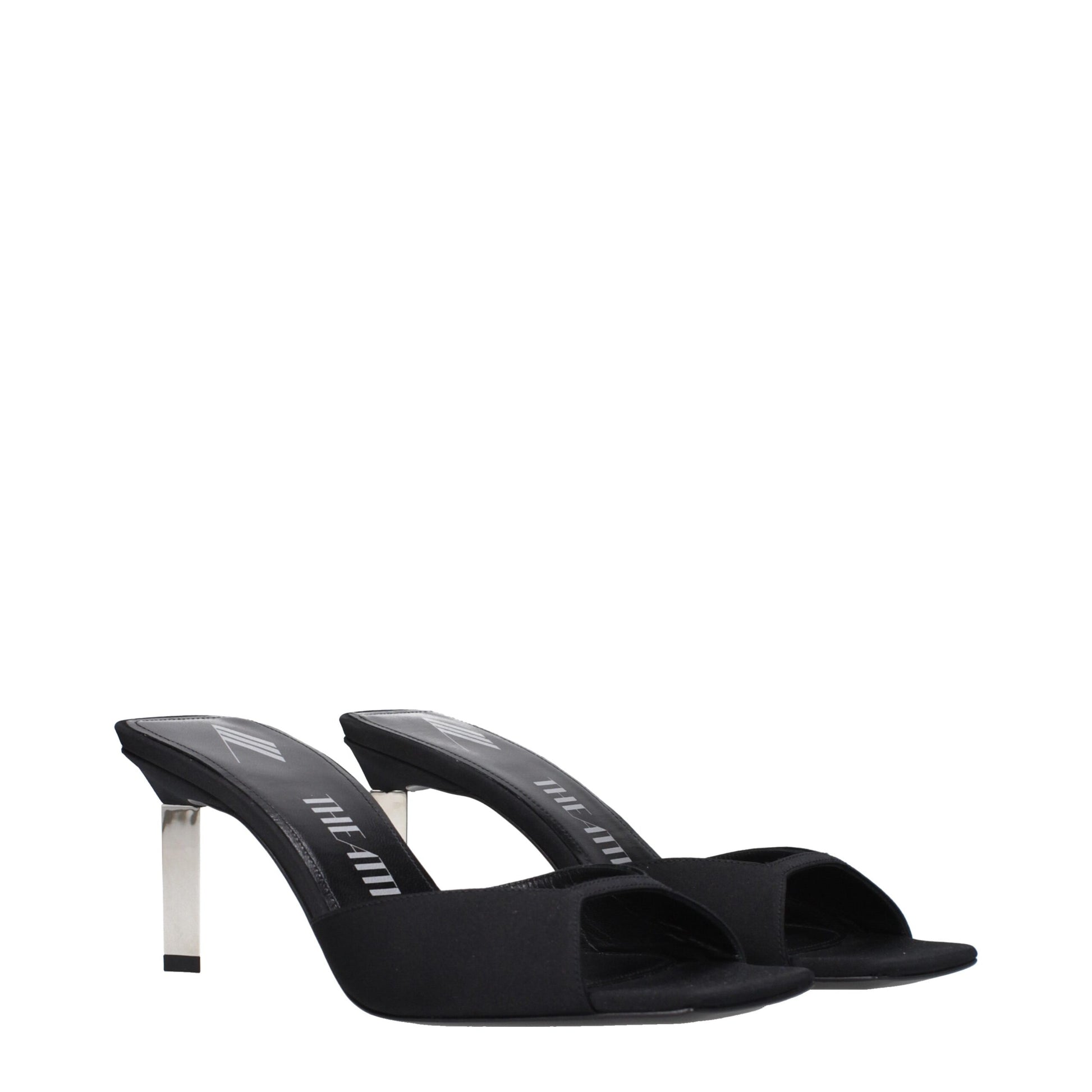 The Attico Black Satin Stiletto Heel Sandals