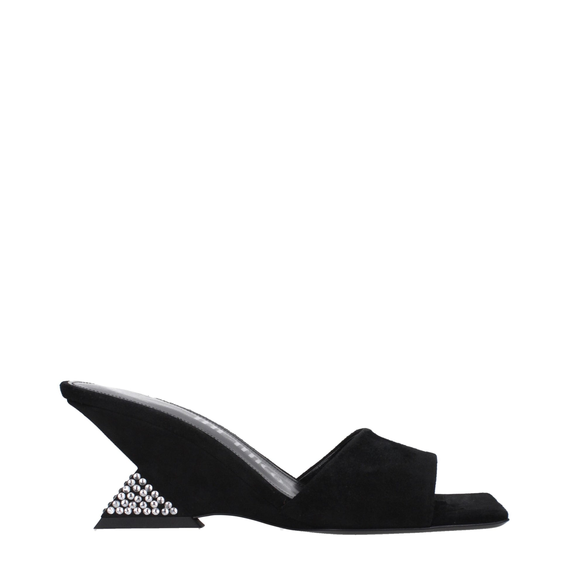 The Attico Black Leather Platform Sandals
