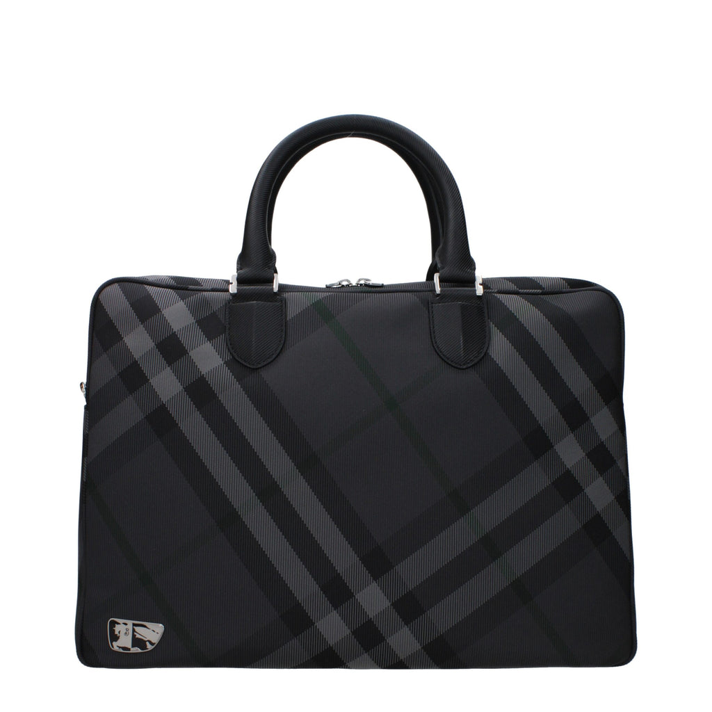 Burberry Gray Fabric Business And Laptop Bag