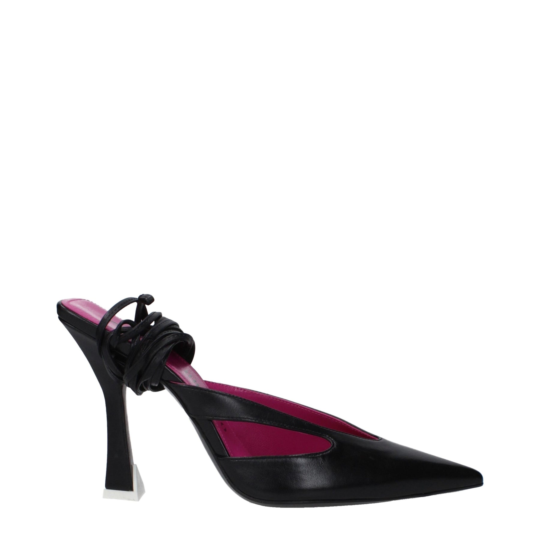 The Attico Black Leather Stiletto Heel Sandals | Regal Royce