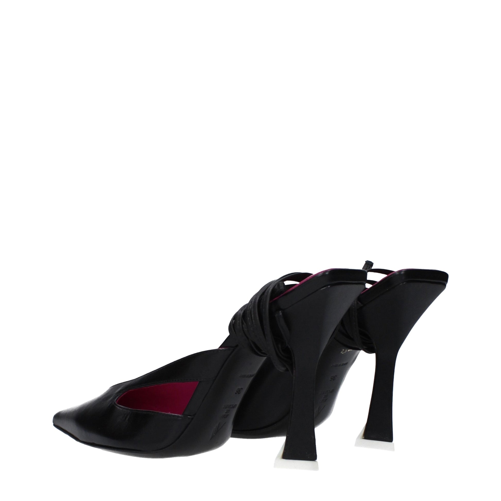 The Attico Black Leather Stiletto Heel Sandals