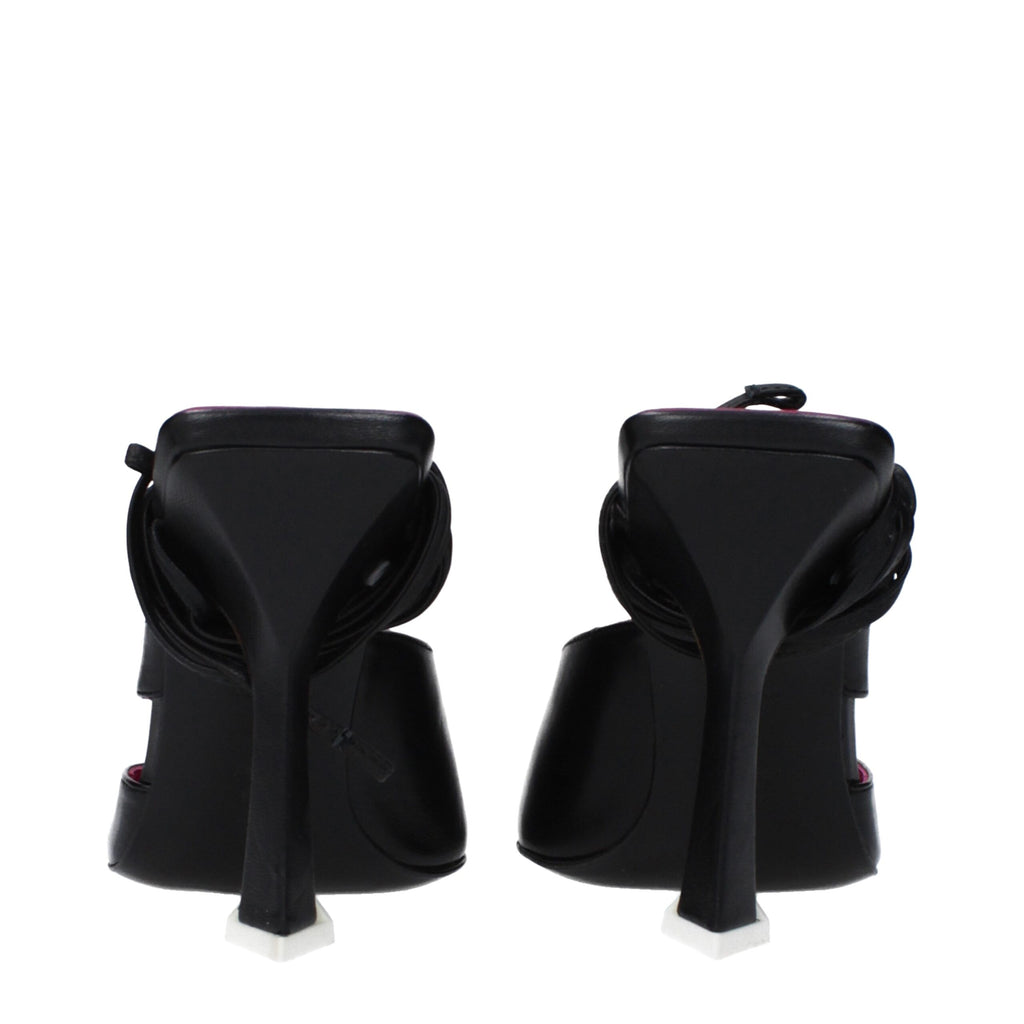 The Attico Black Leather Stiletto Heel Sandals