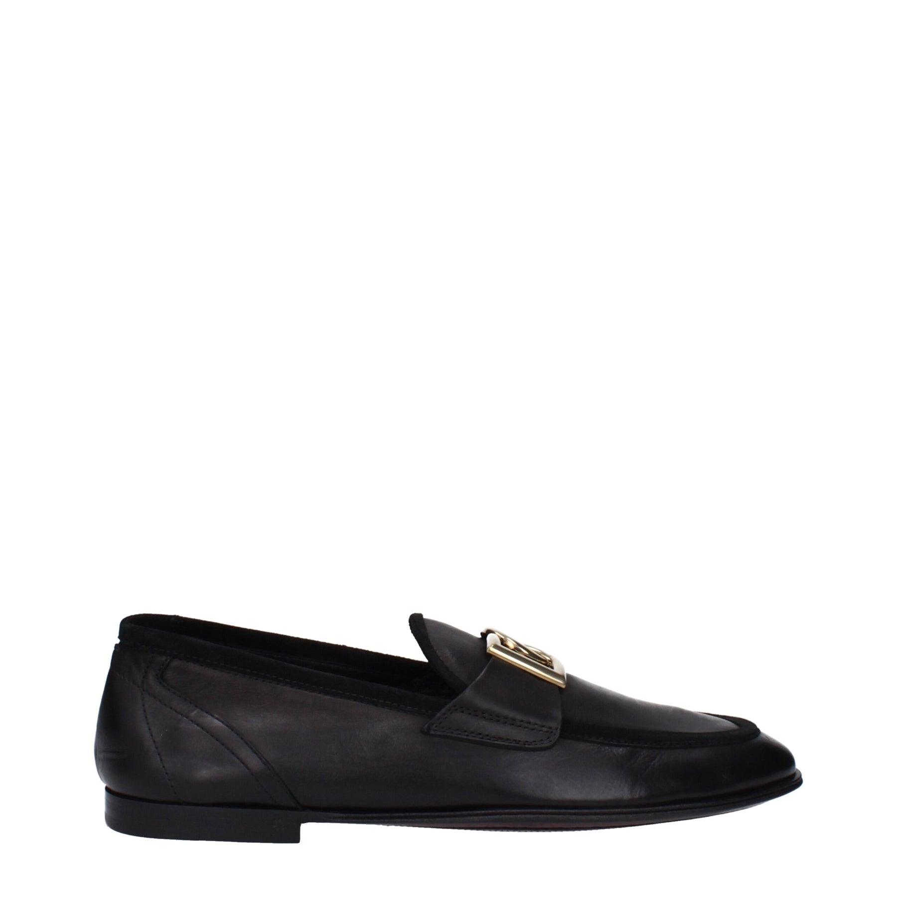 Dolce & Gabbana Black Leather Slip-On Loafers | Regal Royce