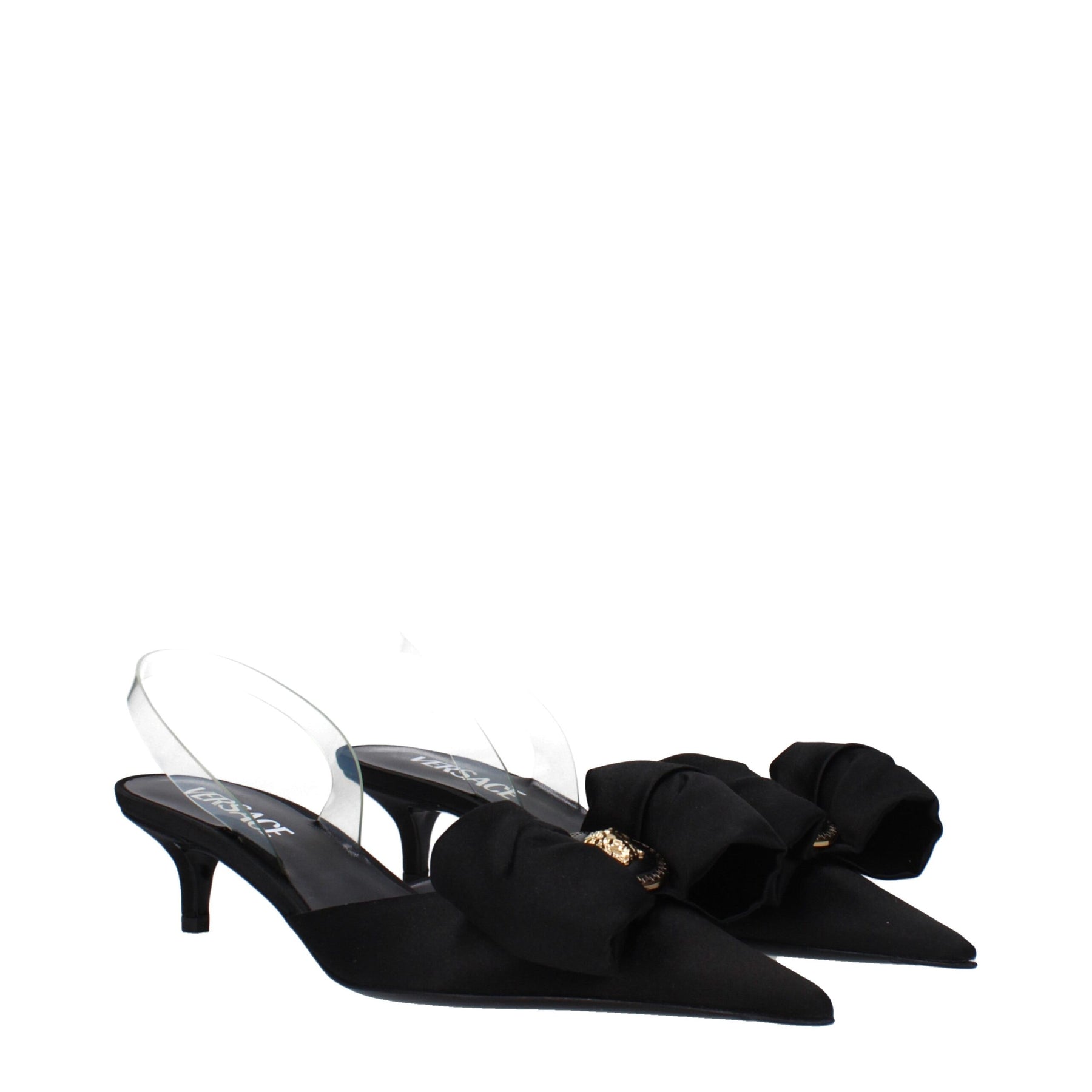 Versace Black Satin Flat Sandals | Regal Royce