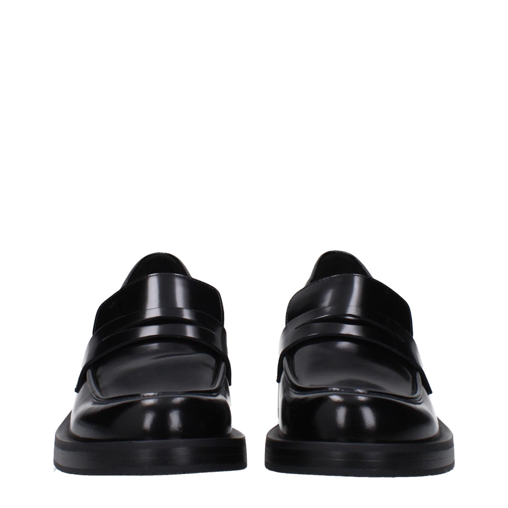Stuart Weitzman Black Leather Slip-On Loafers