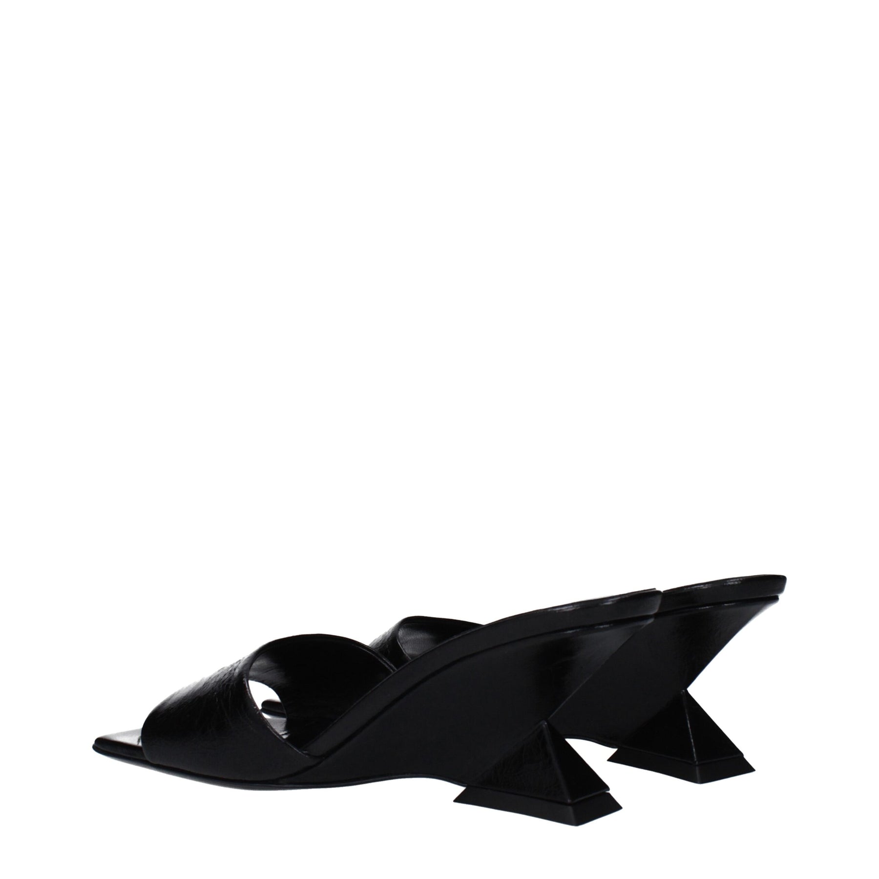 The Attico Black Leather Flat Sandals | Regal Royce