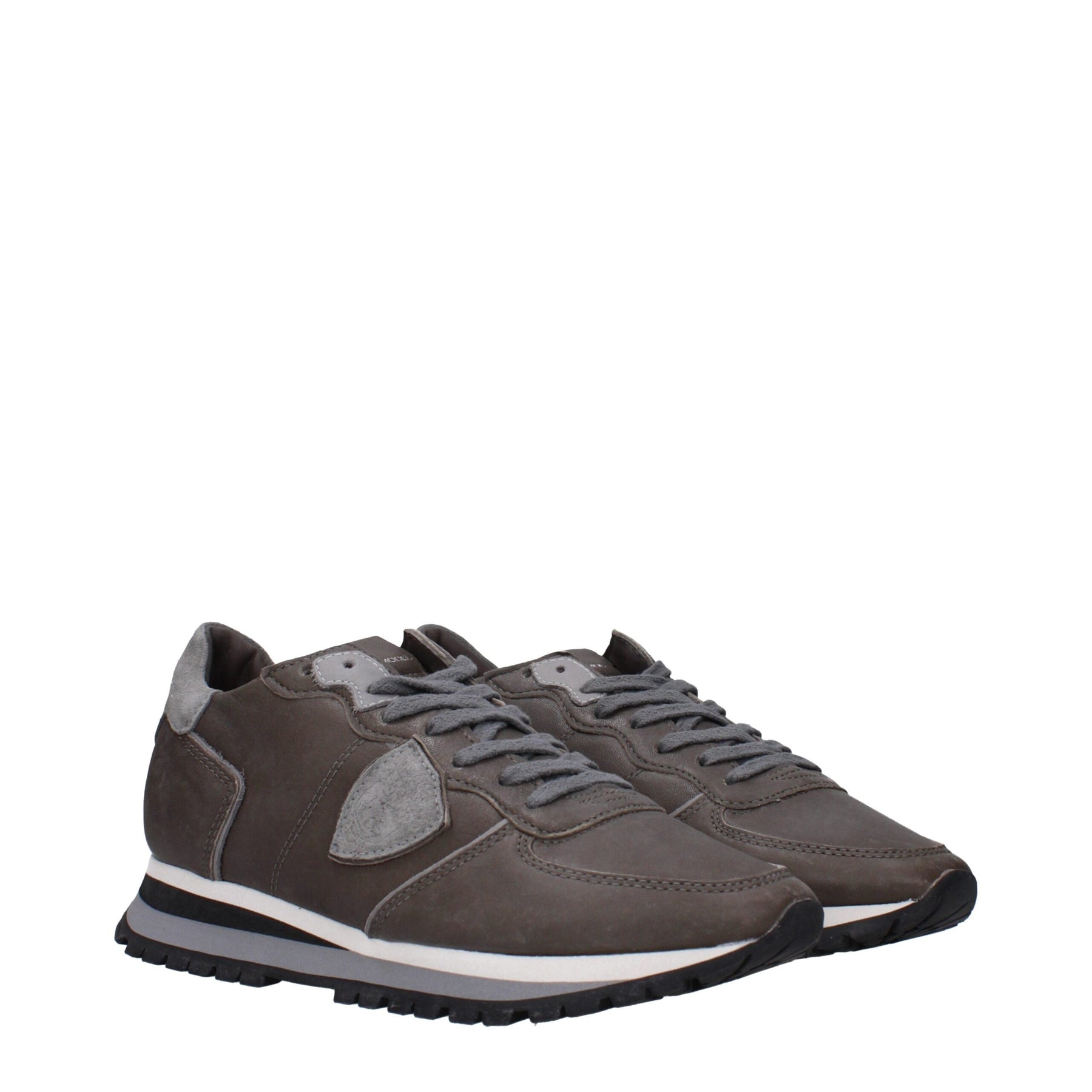 Philippe Model Gray Leather Low Top Sneakers | Regal Royce