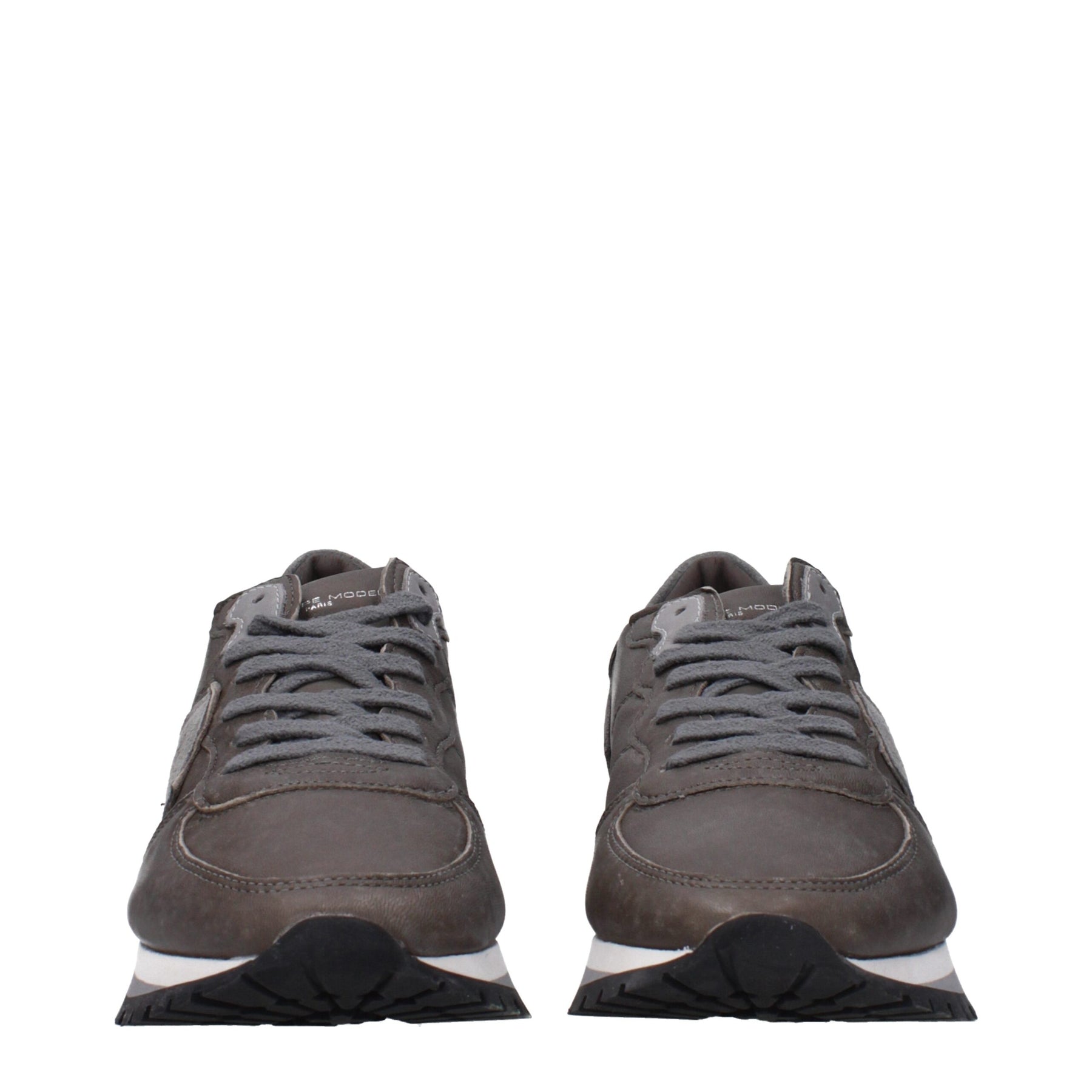 Philippe Model Gray Leather Low Top Sneakers | Regal Royce