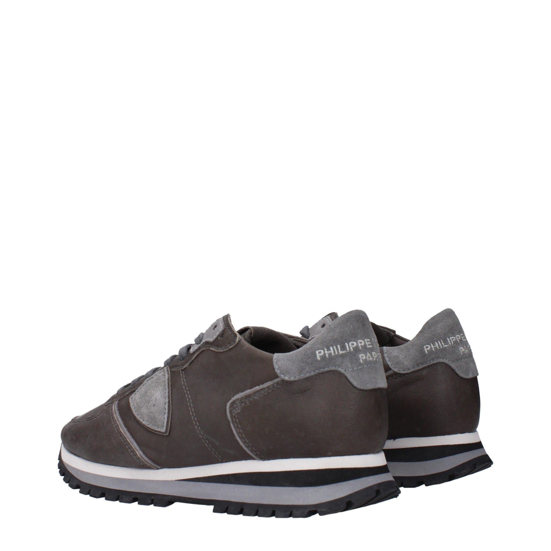 Philippe Model Gray Leather Low Top Sneakers | Regal Royce