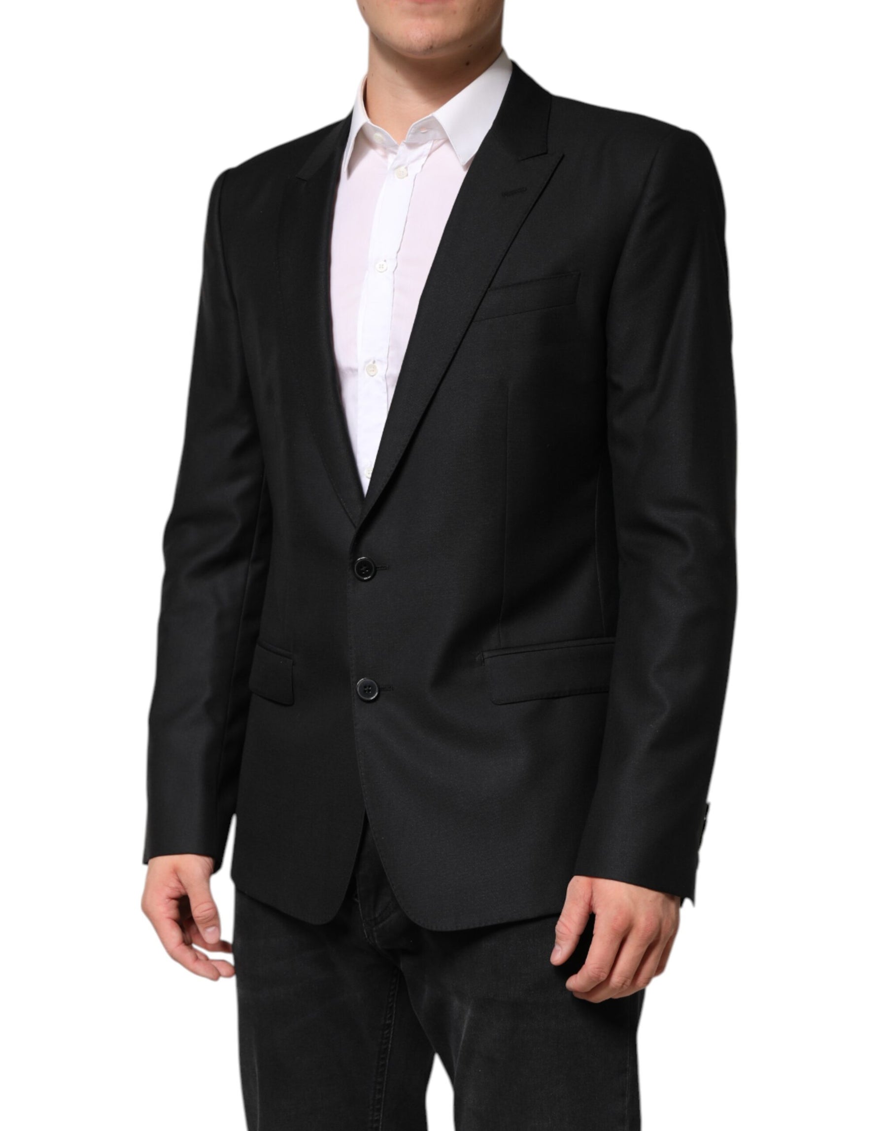 Dolce & Gabbana Black Wool Single Breasted Jacket Blazer | Regal Royce