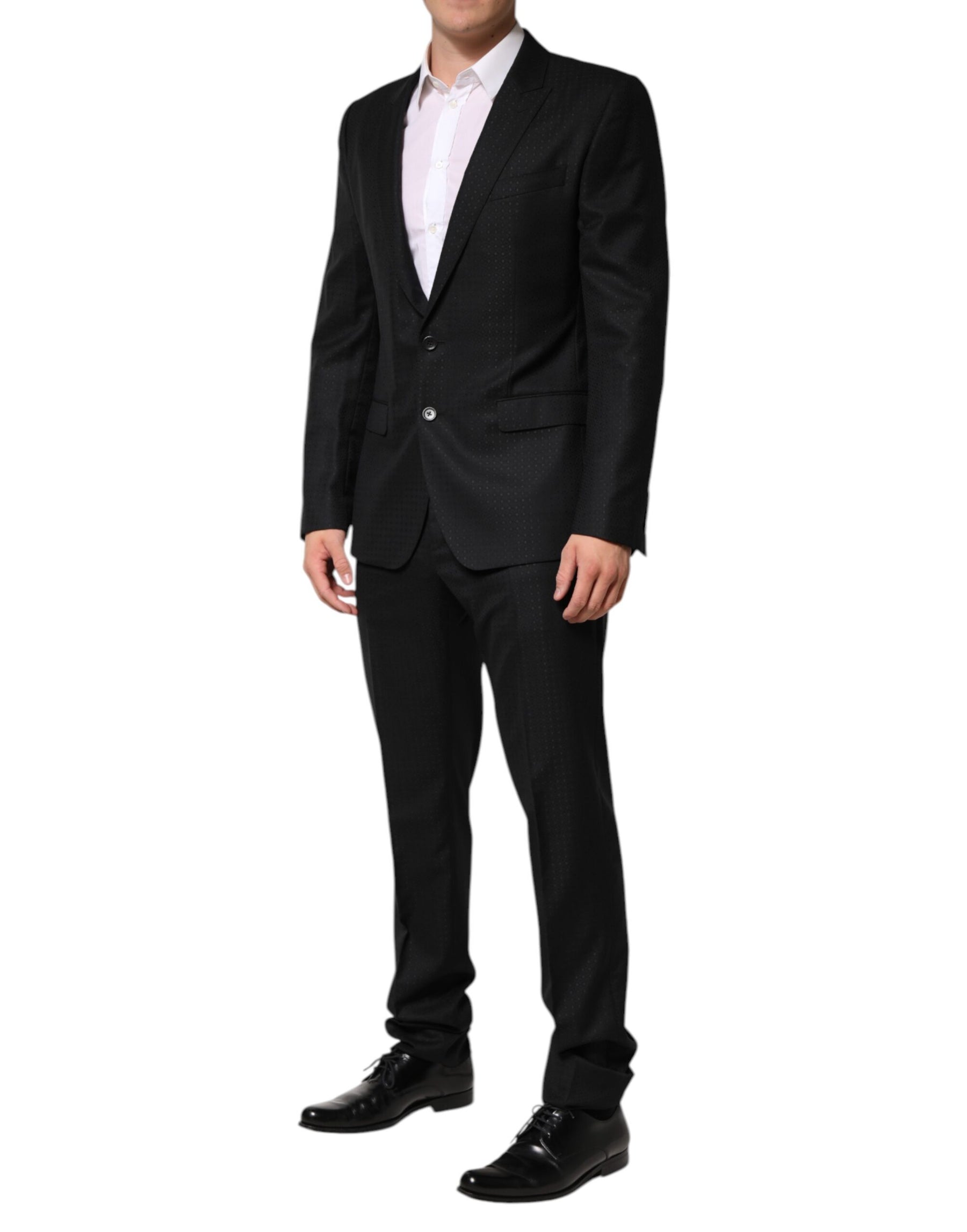 Dolce & Gabbana Black Jacquard Single Breasted 2 Piece Suit | Regal Royce