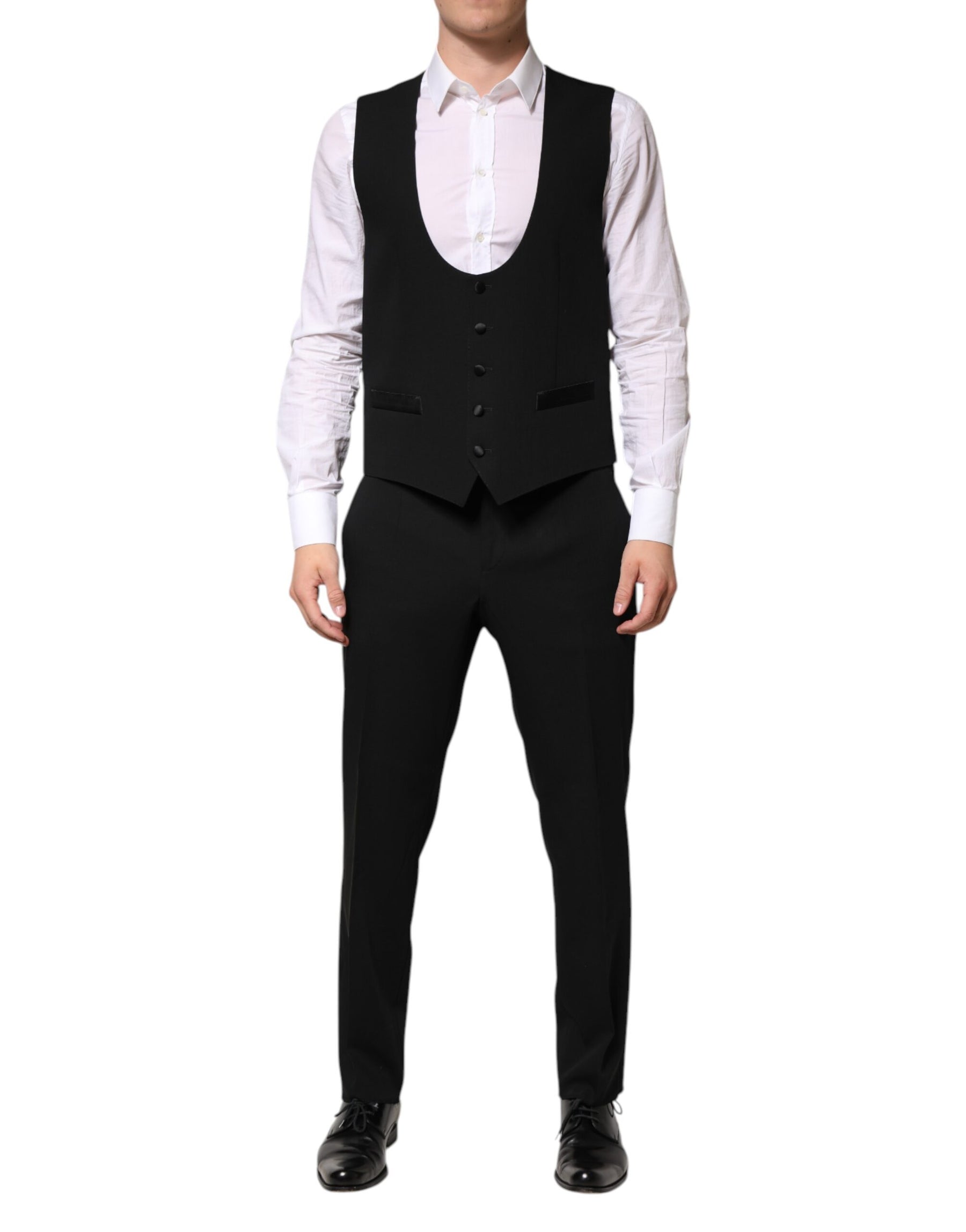 Dolce & Gabbana Black Wool 3 Piece Single Breasted Suit | Regal Royce