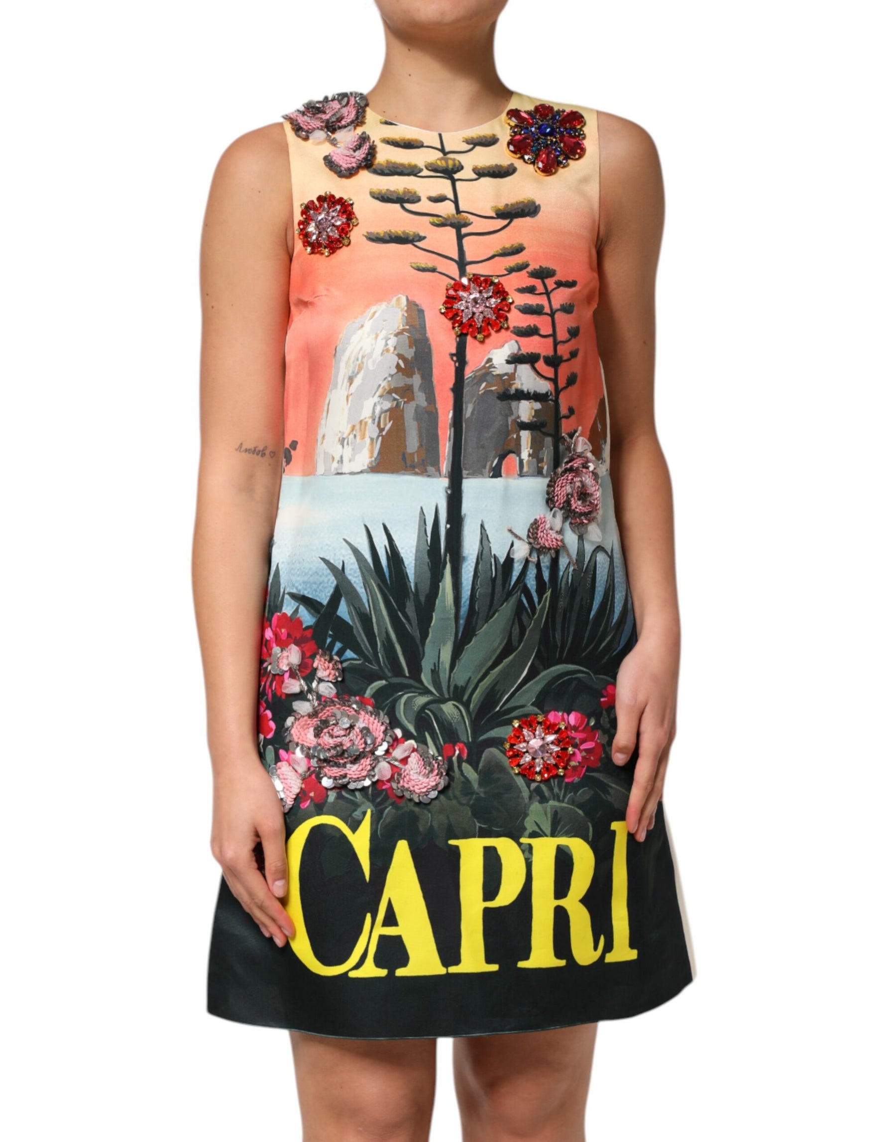 Dolce & Gabbana Multicolor Crystal Embellished A-line Mini Dress | Regal Royce