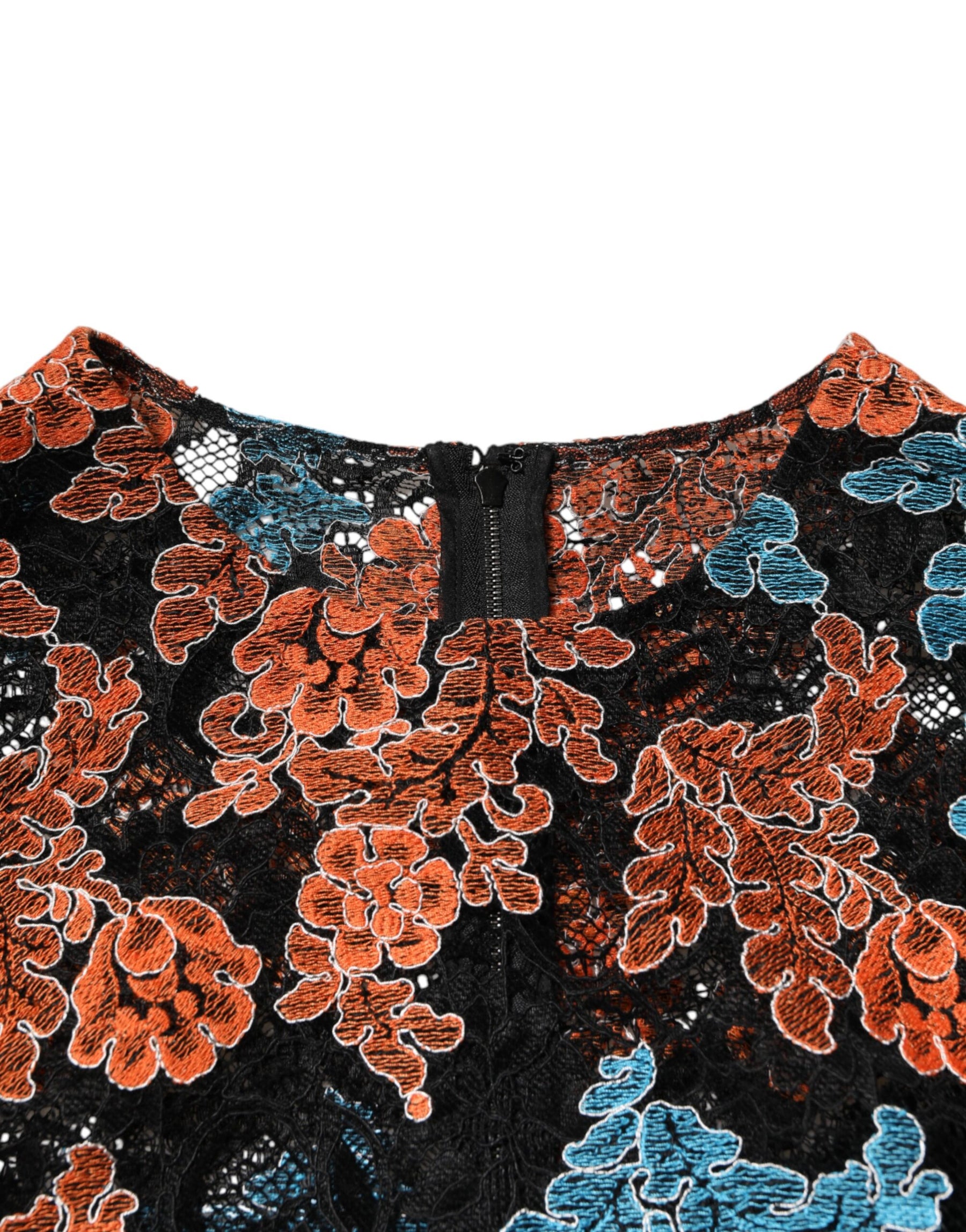 Dolce & Gabbana Multicolor Floral Embroidery Shift Mini Dress | Regal Royce