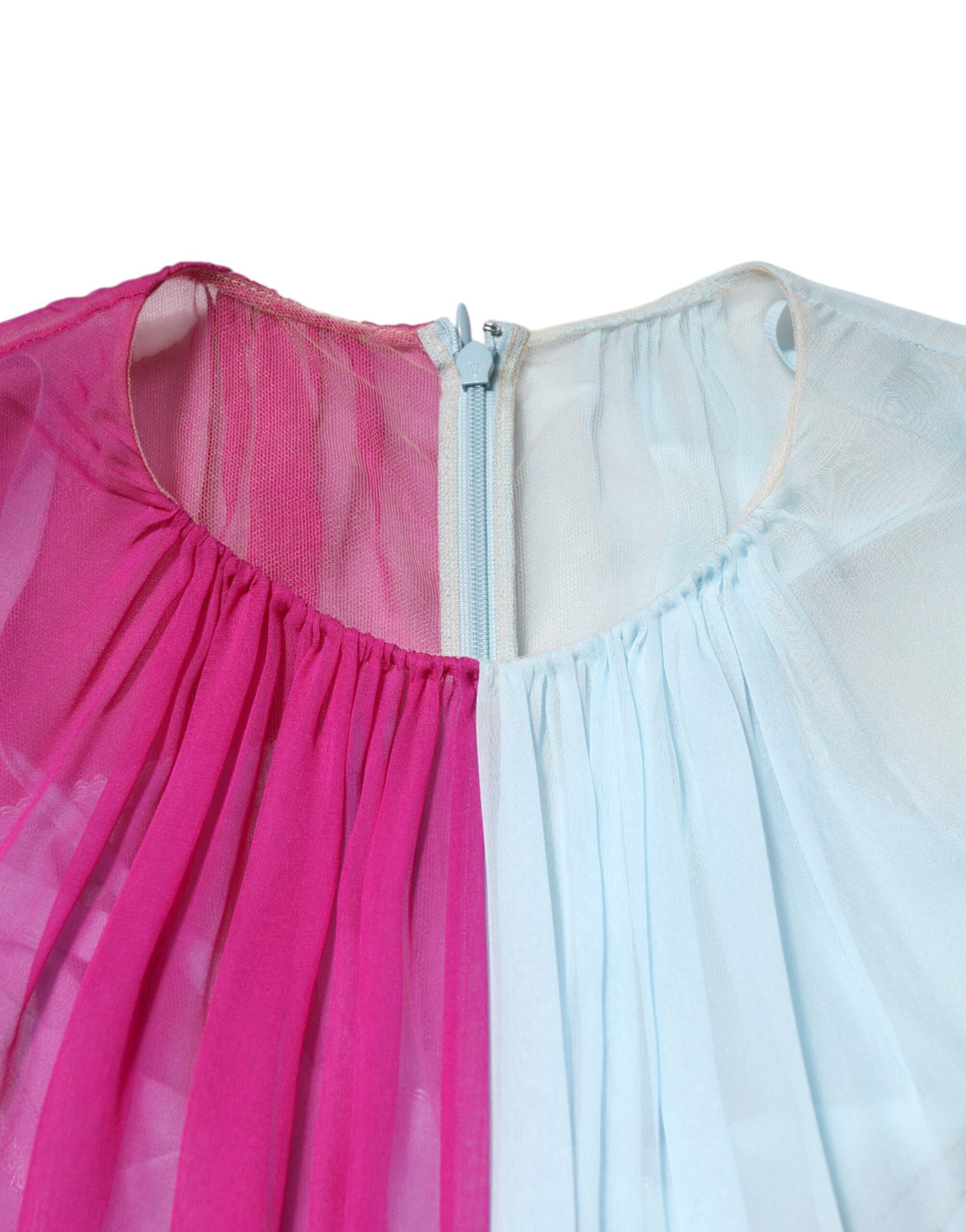 Dolce & Gabbana Fuchsia Light Blue Silk Two Tone Midi Dress | Regal Royce