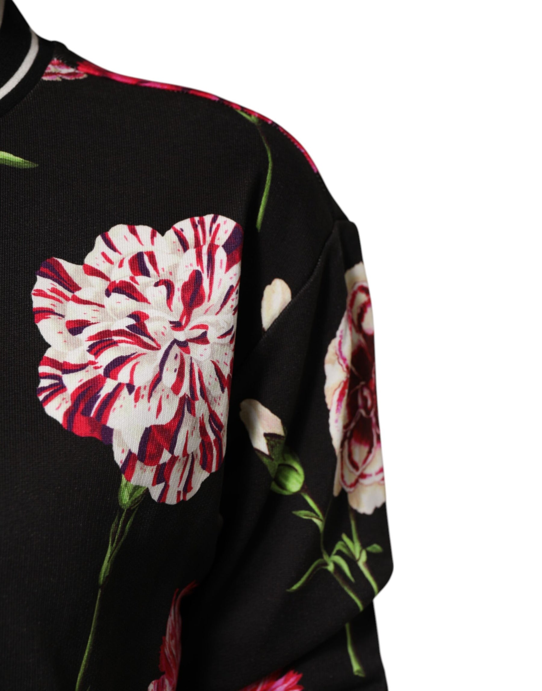Dolce & Gabbana Black Floral Print Cotton Short Sleeves Top | Regal Royce