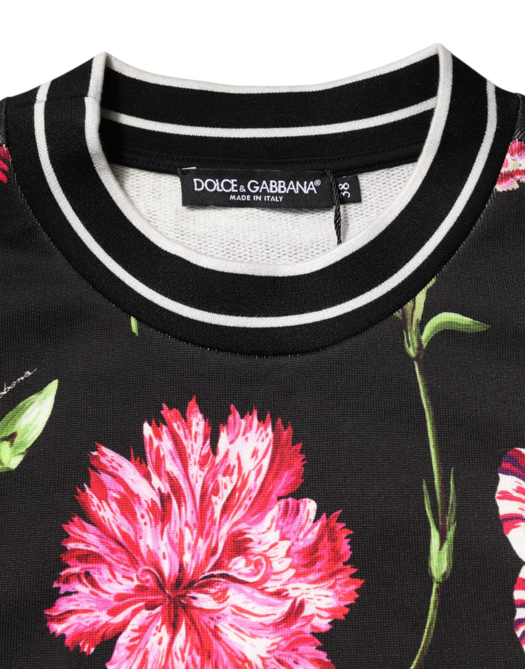 Dolce & Gabbana Black Floral Print Cotton Short Sleeves Top