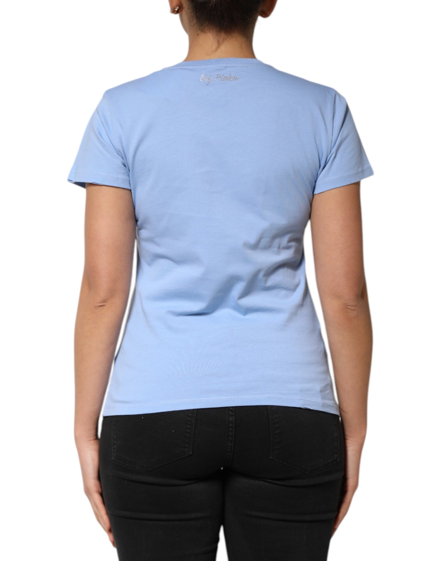 PINKO Blue Love Story Sequined Embellished Short Sleeves T-shirt | Regal Royce