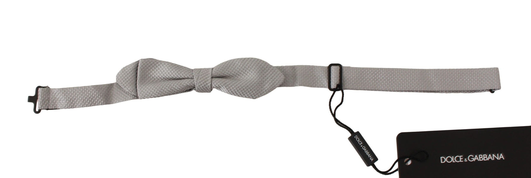 Dolce & Gabbana Gray 100% Silk Faille Adjustable Neck Bow Tie Papillon | Regal Royce