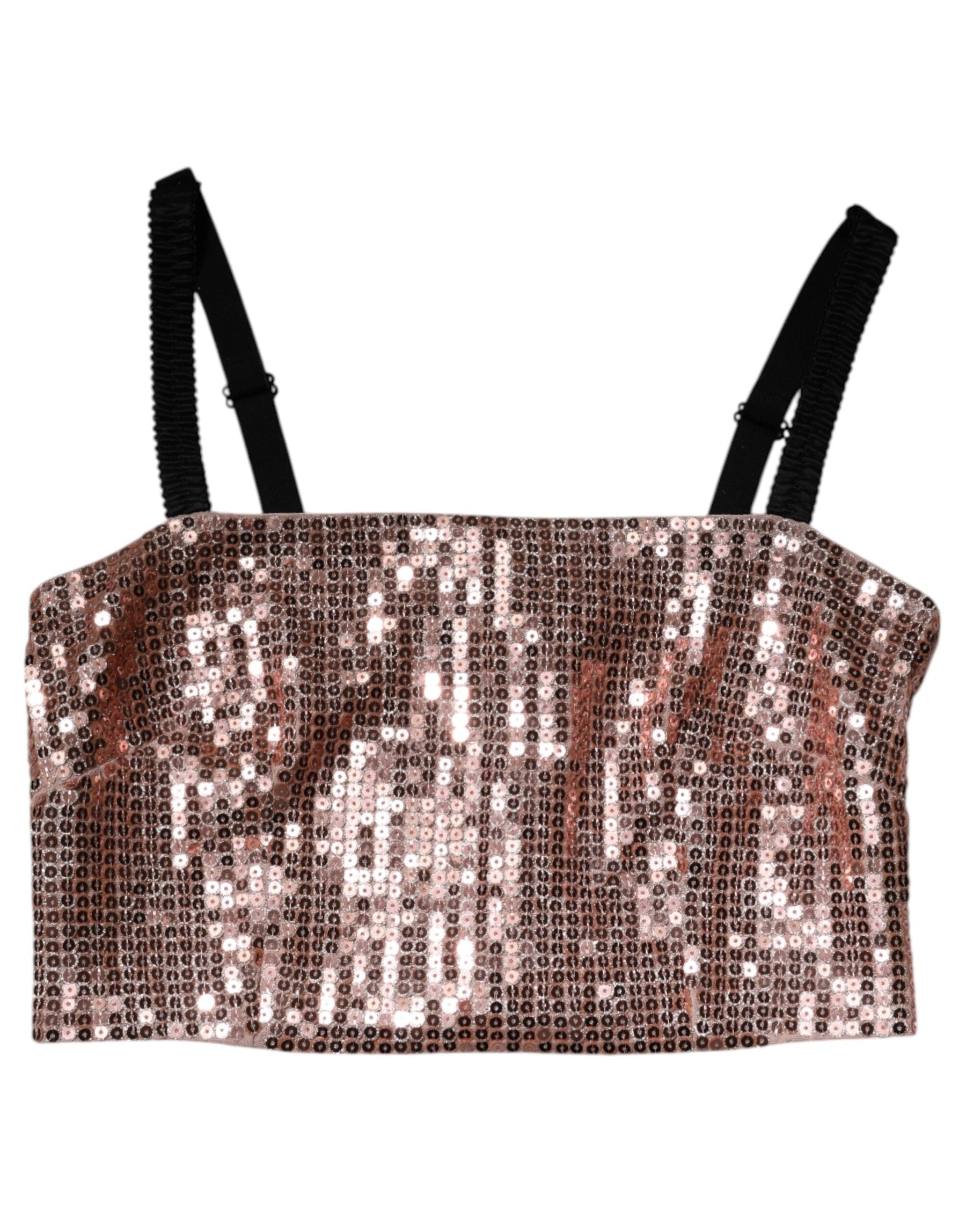 Dolce & Gabbana Pink Sequined Nylon Sleeveless Cropped Top | Regal Royce