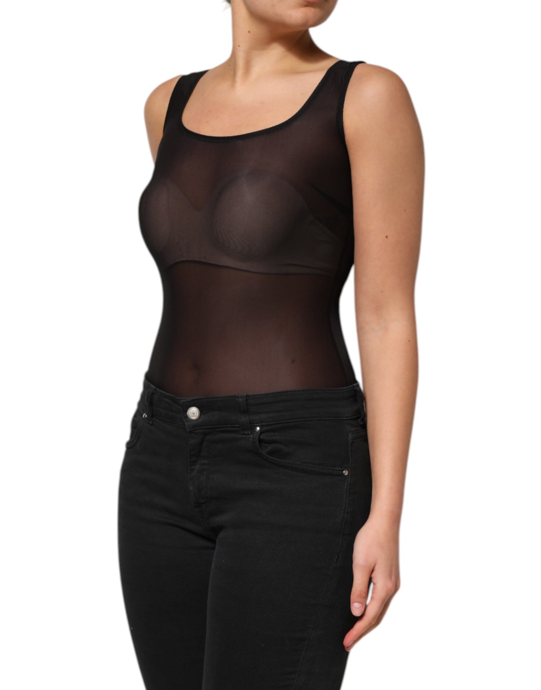 Dolce & Gabbana Black Nylon Sleeveless Round Neck Tank Top | Regal Royce