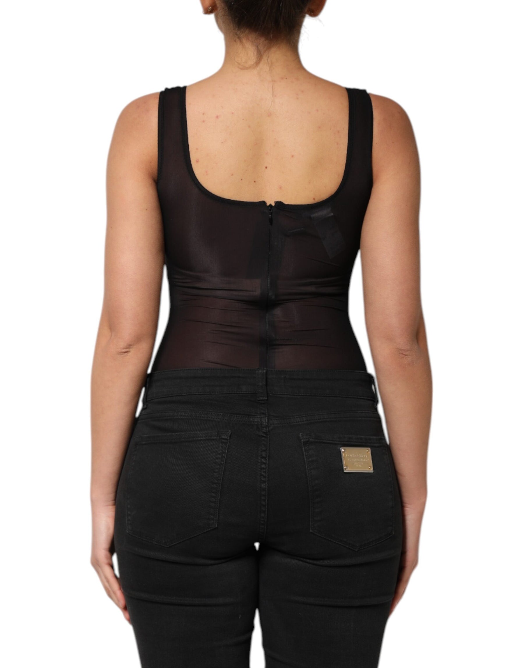 Dolce & Gabbana Black Nylon Sleeveless Round Neck Tank Top | Regal Royce