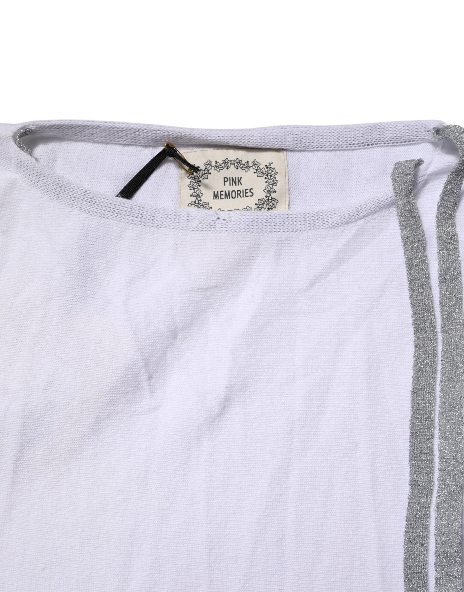 PINK MEMORIES White Cotton Short Sleeves Round Neck Blouse Top | Regal Royce