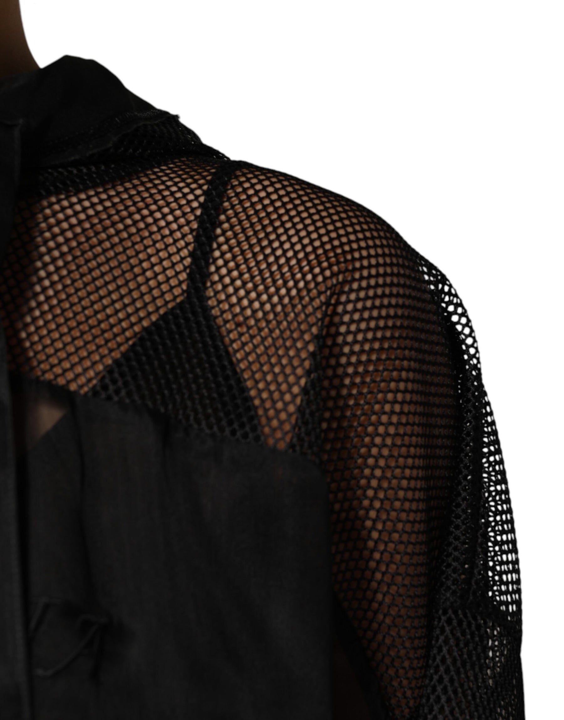 Dolce & Gabbana Black See Through Hooded Pullover Sweater | Regal Royce