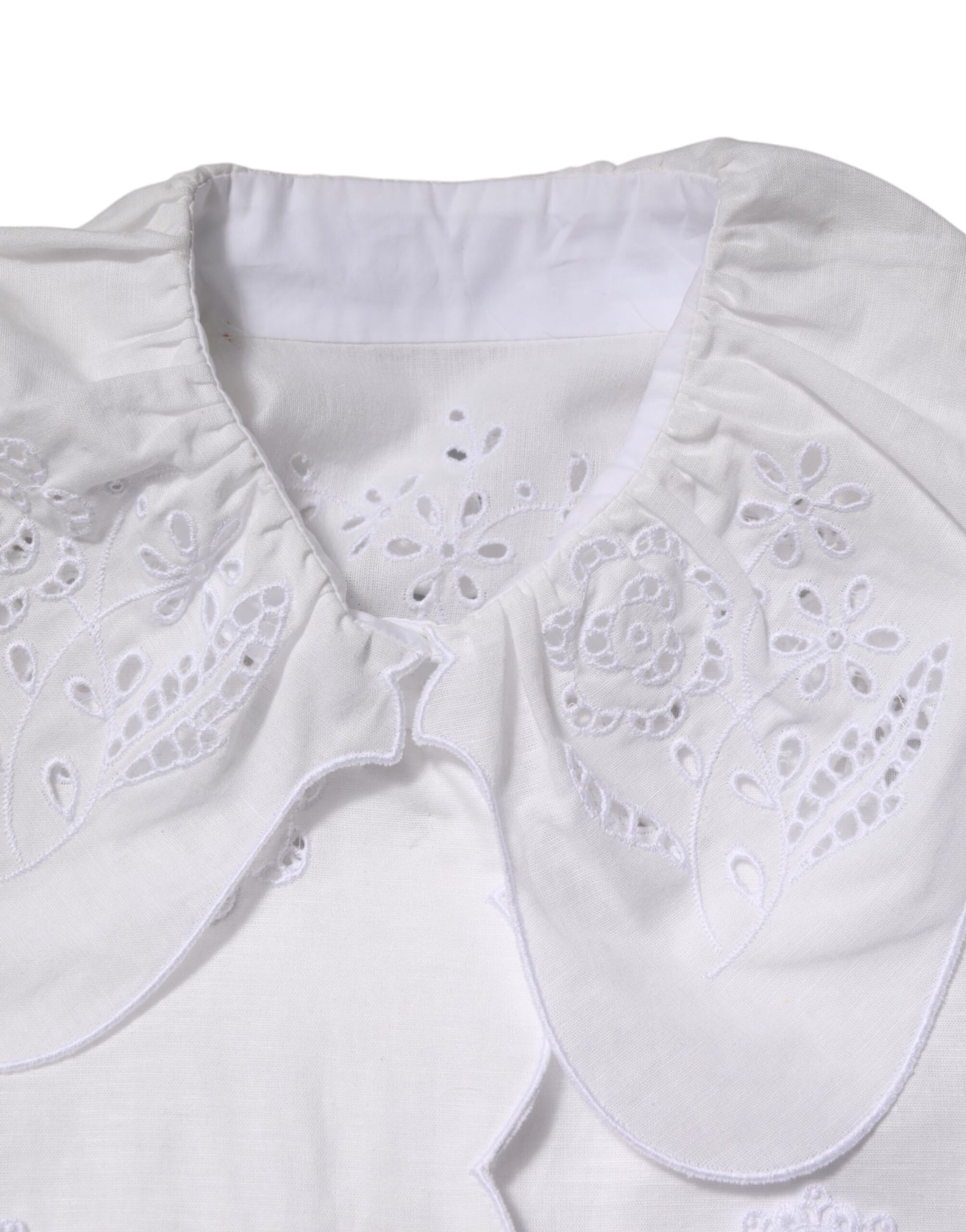 Dolce & Gabbana White Ruffled Lace Embellished Blouse Top | Regal Royce