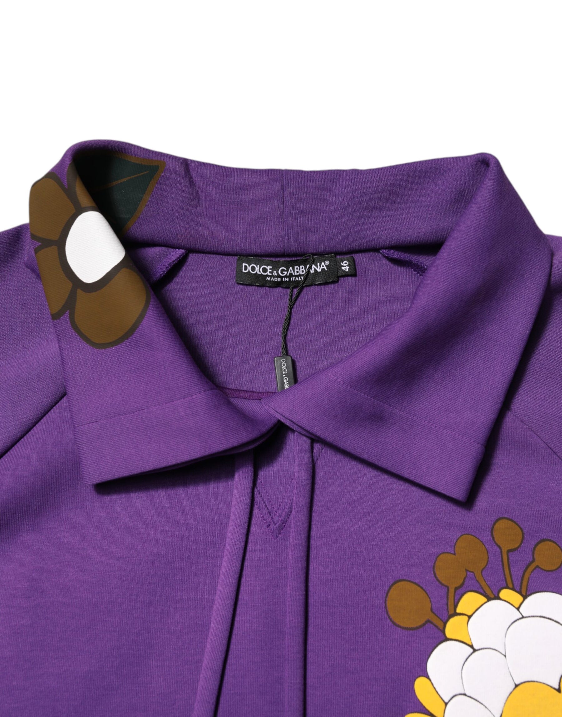 Dolce & Gabbana Purple Floral Print Cotton Long Sleeves Top | Regal Royce