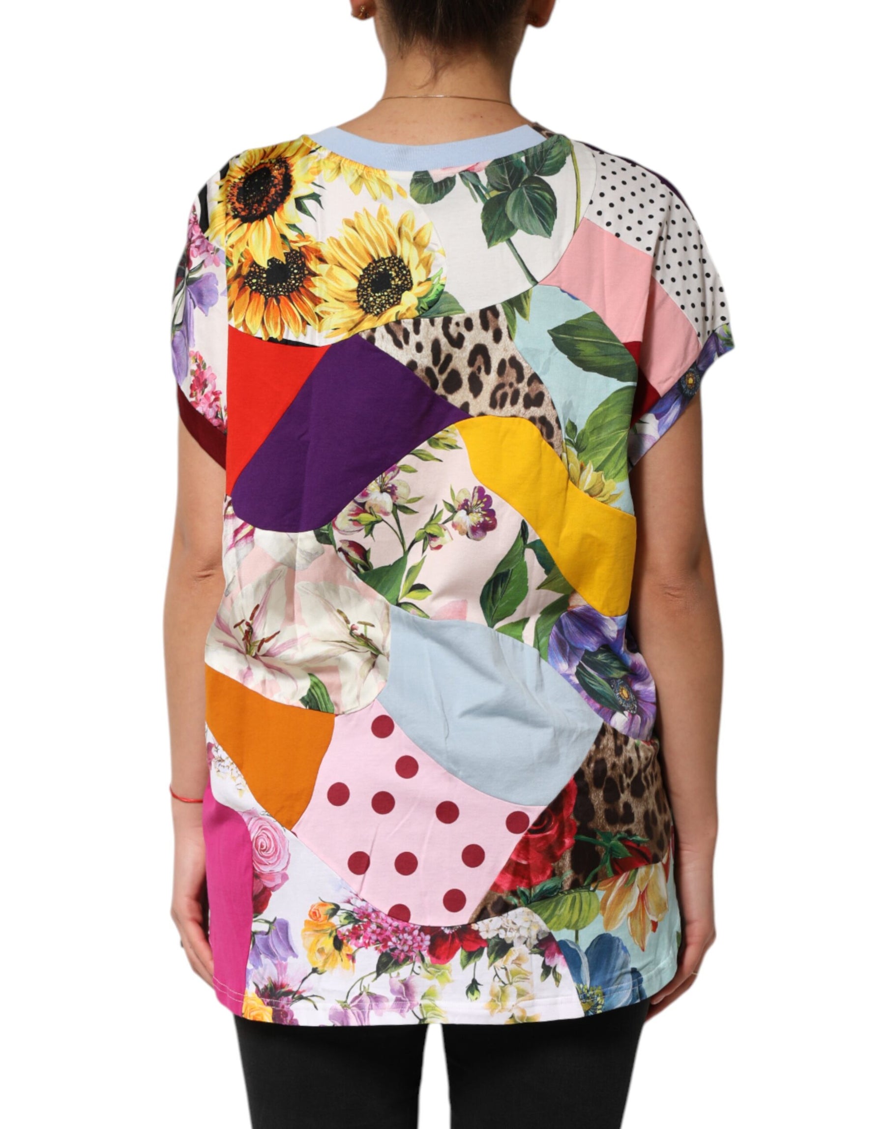 Dolce & Gabbana Multicolor Patchwork Cotton Silk Blouse Top | Regal Royce