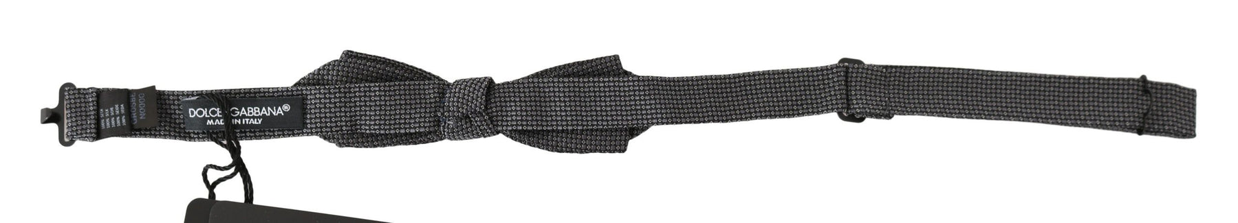 Dolce & Gabbana Gray Patterned Silk Adjustable Neck Bow Tie Papillon | Regal Royce