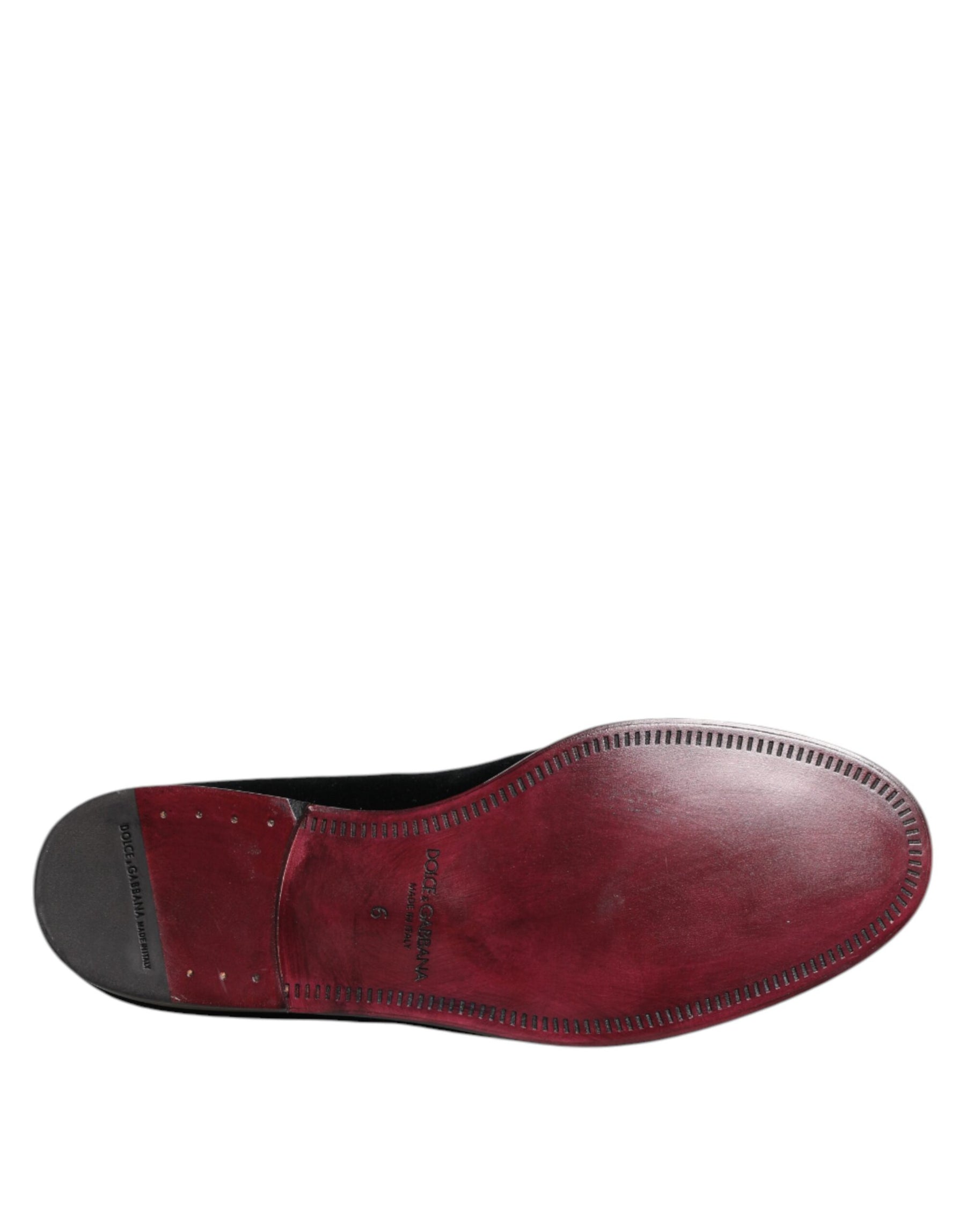 Dolce & Gabbana Black Velvet Loafers Formal Men Dress Shoes | Regal Royce